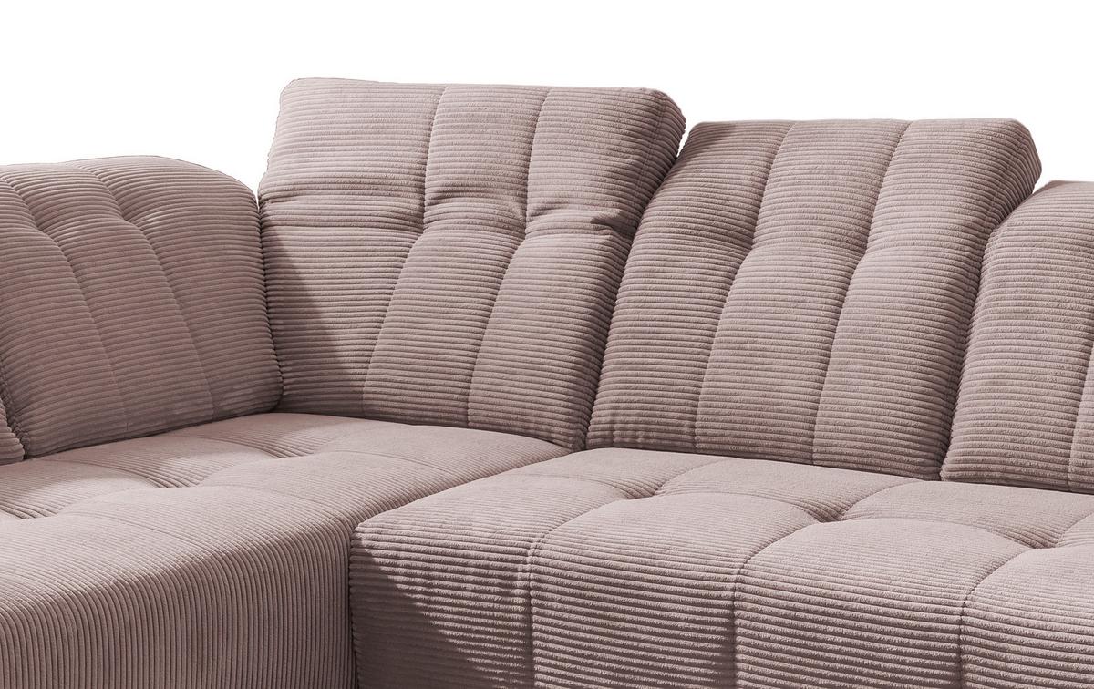 Ecksofa Mit Usb Anschluss Sano, Rosa, S: 200x261 Cm - Schwarz/Rosa, MODERN, Textil (200/261cm) - Livetastic