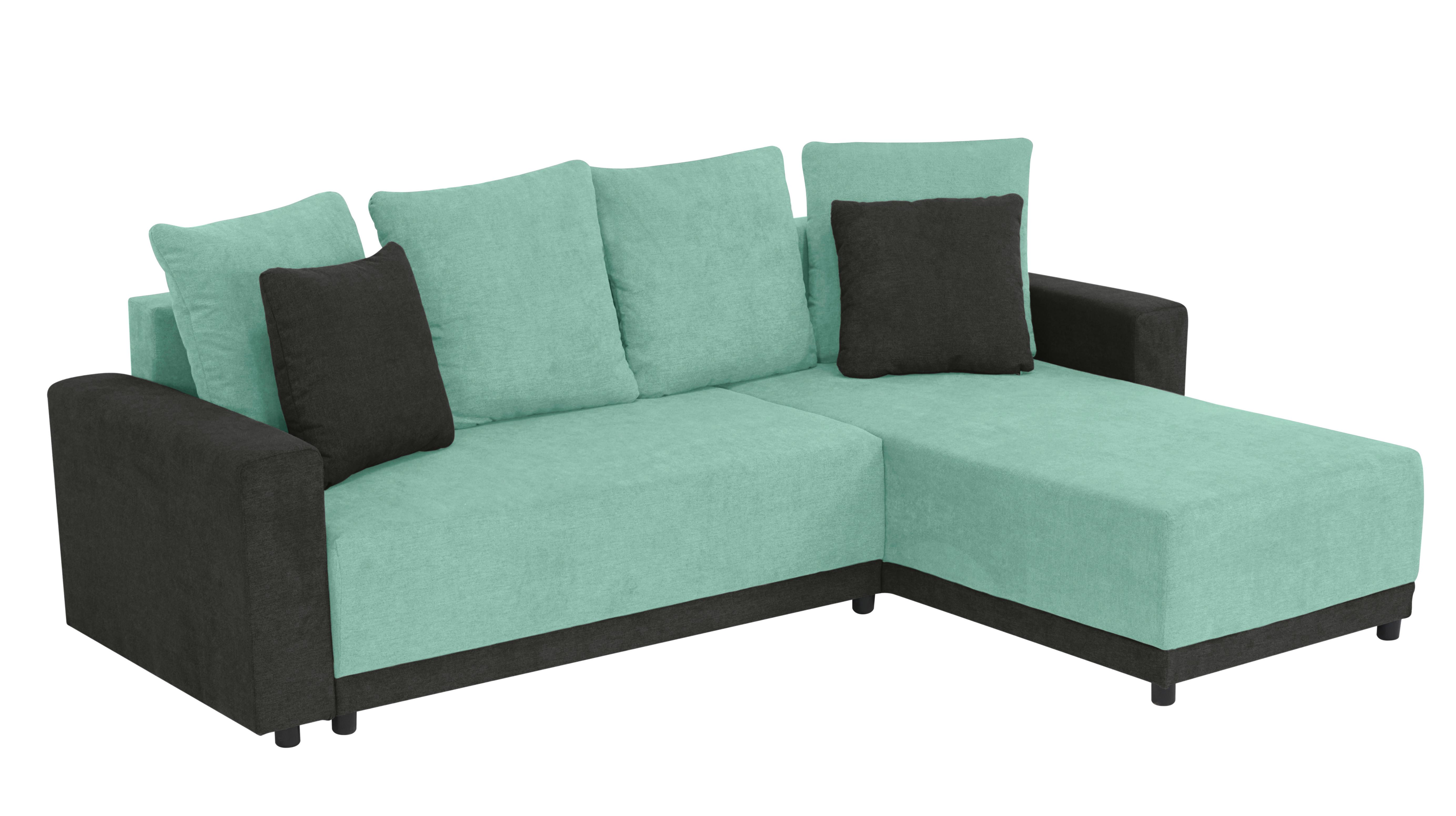 Ecksofa Time Anthrazit, Mintgrün S: 178x248 Cm - Anthrazit/Schwarz, Design, Textil (178/248cm) - MID.YOU