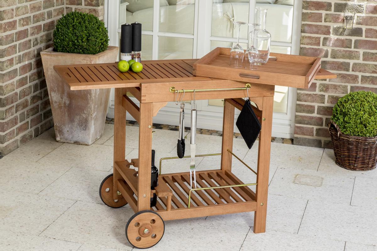 Servierwagen Echtholz Nautrfarben ausziehbar - Naturfarben, KONVENTIONELL, Holz (75/75/84cm) - Gardenson