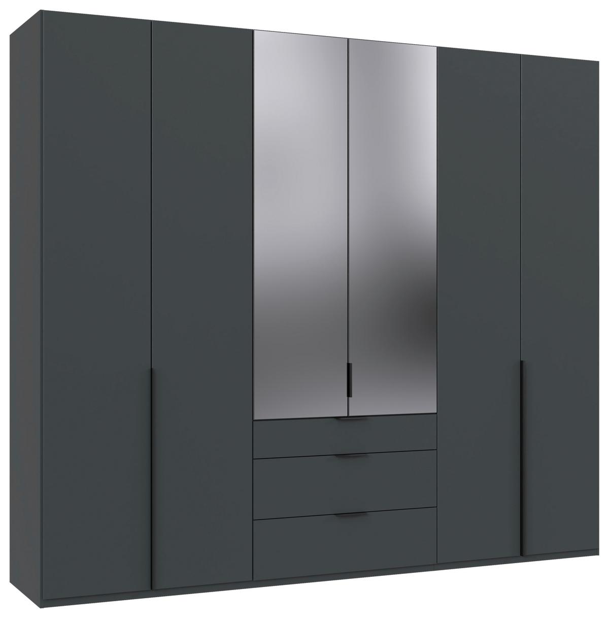 Eckleiderschrank Ny A Black Graphitfarben B: 270 cm - Graphitfarben, MODERN, Glas/Holzwerkstoff (270/236/58cm) - MID.YOU