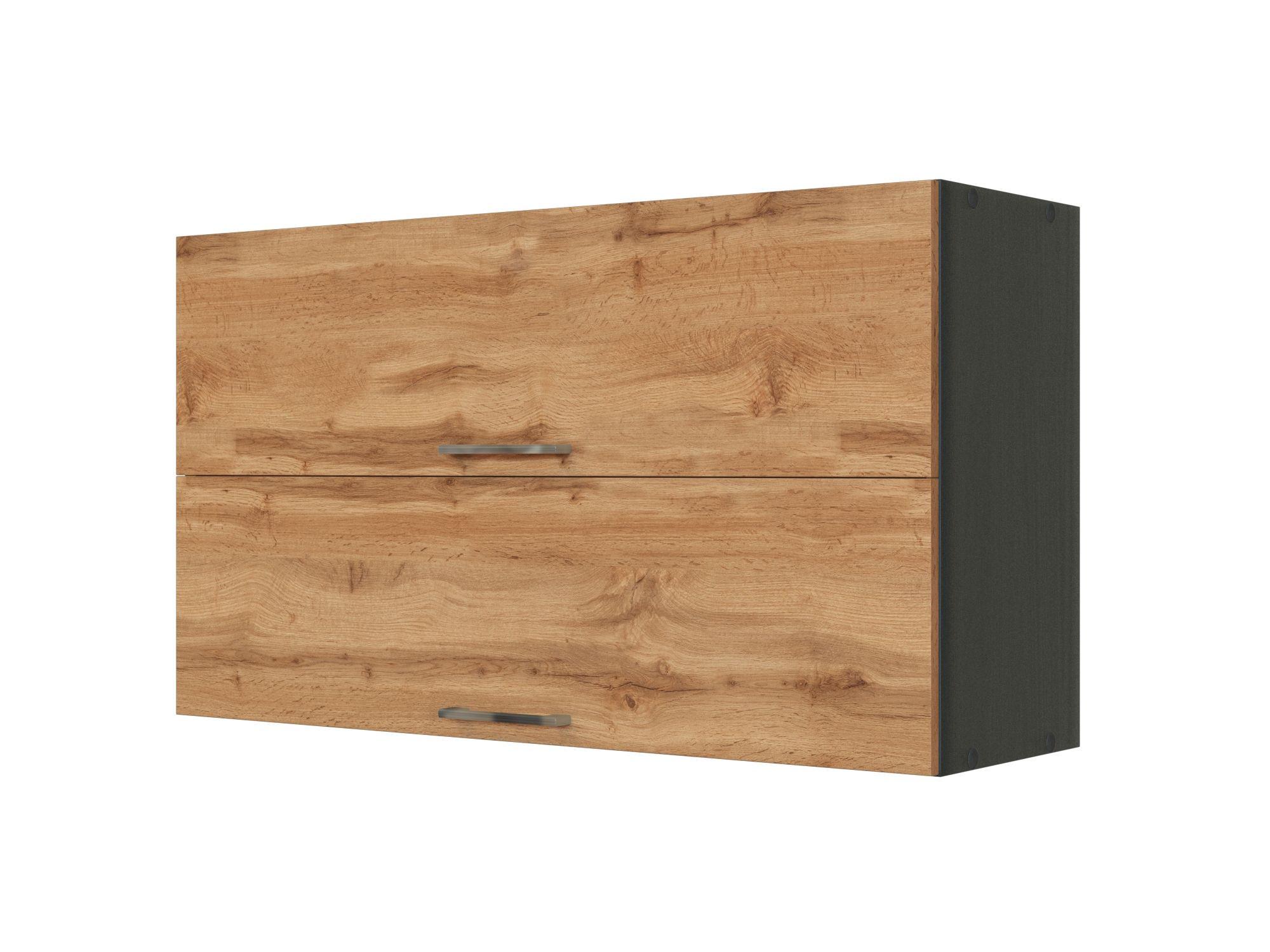 Küchenoberschrank 100cm Eiche Dekor 2 Klappen - Anthrazit/Eiche Wotan, MODERN, Holzwerkstoff (100/57/34cm) - Held