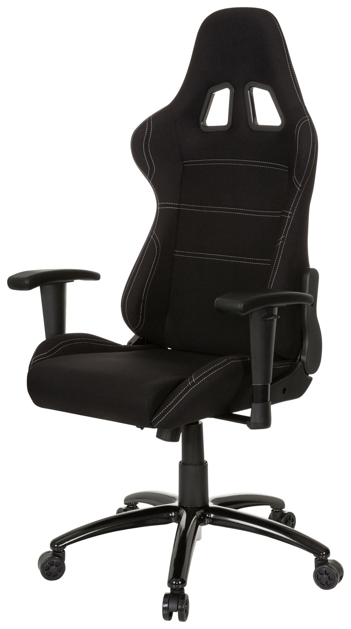 Gamingstuhl Game Force Schwarz Mit Wippfunktion - Schwarz/Weiß, Basics, Kunststoff/Textil (72/140/63cm) - MID.YOU