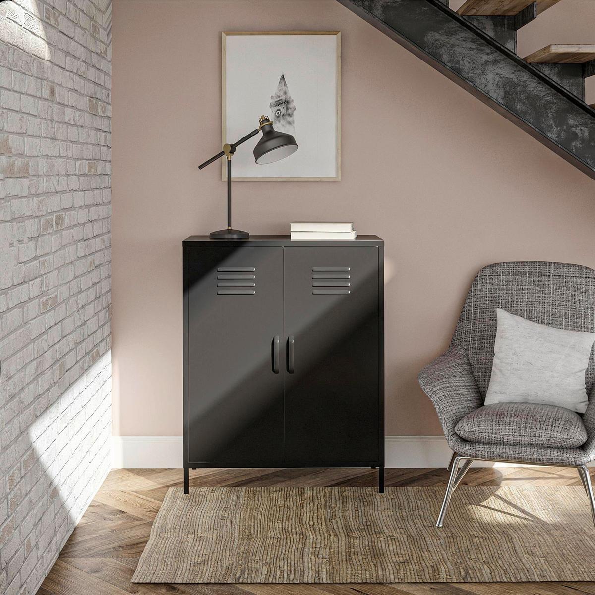 Sideboard Mission District Schwarz B: 40cm - Schwarz, Design, Metall (40/102/80cm) - MID.YOU