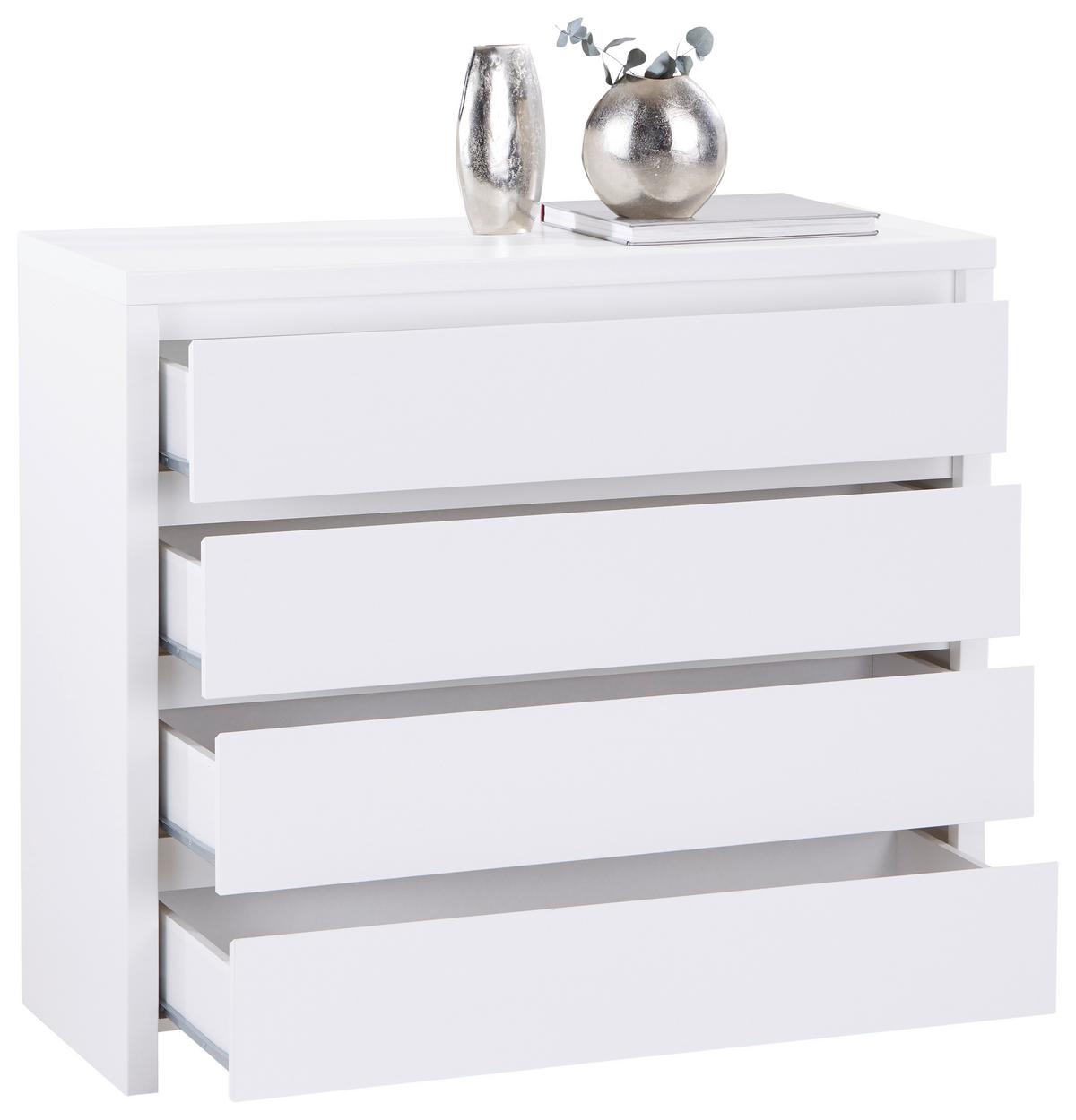 Kommode B: 105 cm Larios, Weiß - Weiß, MODERN, Holzwerkstoff (105/91/40cm)