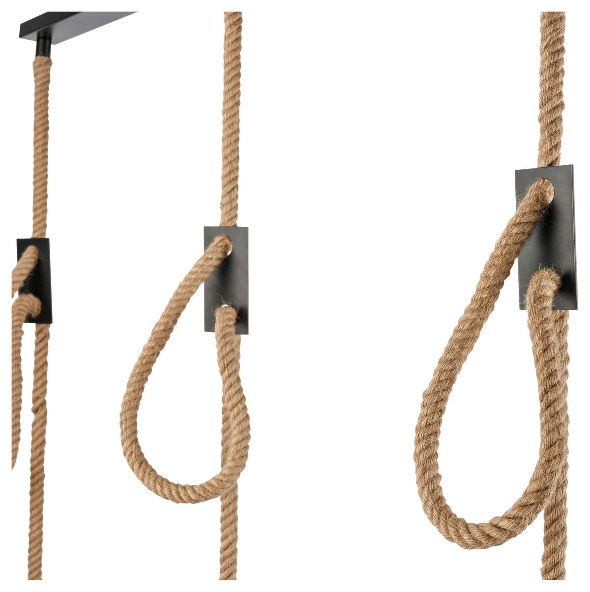 Závěsné svítido ŠxV: 75x100 cm - černá/přírodní barvy, Moderní, kov/přírodní materiály (75/100cm) - Modern Living