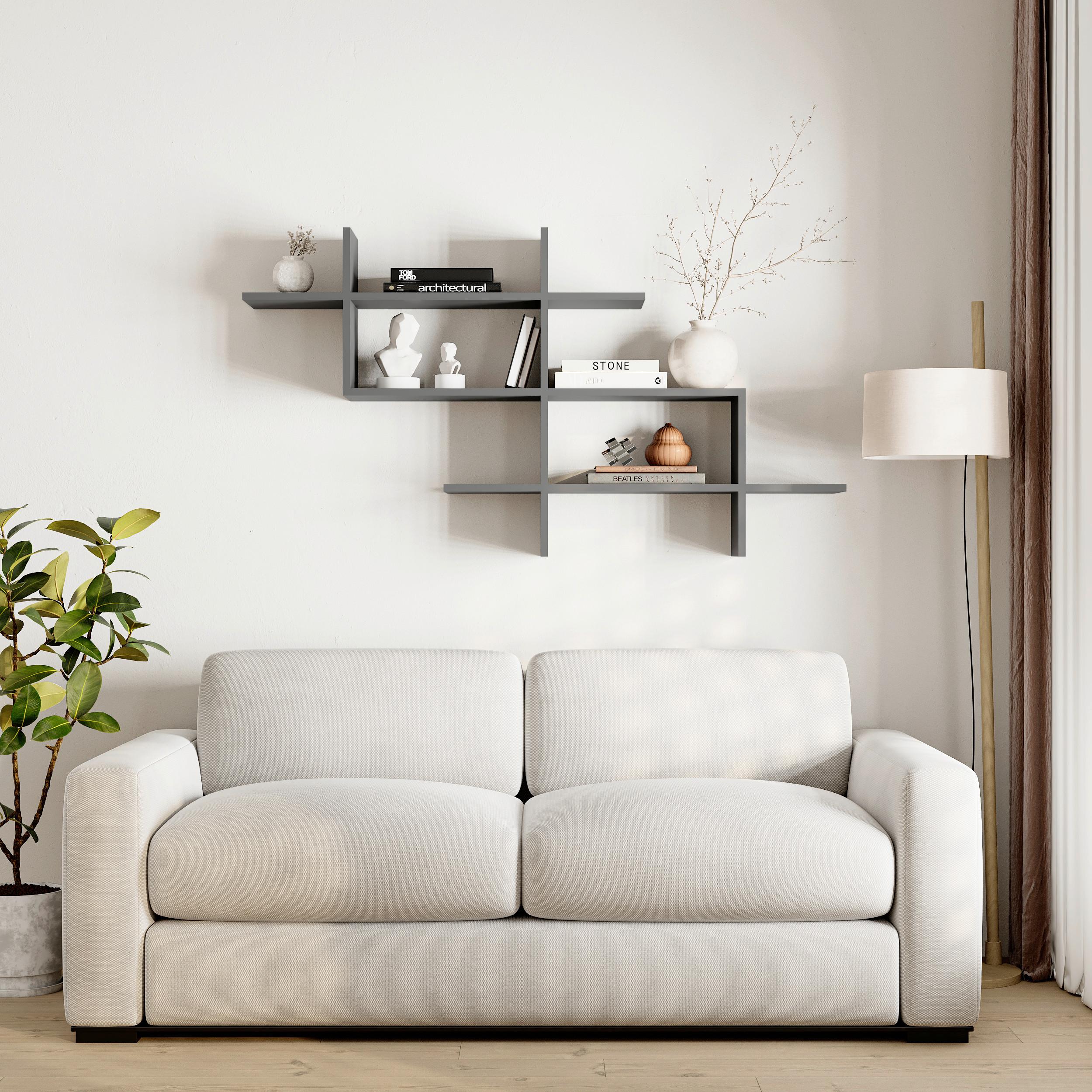 Wandregal Halic Bookcase Anthrazit B: 150 Cm - Anthrazit, Design, Holzwerkstoff (150/82/22cm) - Livetastic