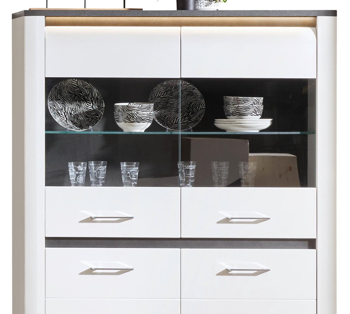 Wohnkombination Modern 4 Tlg. Mit Led Alassio 1, Weiß - MODERN (327/200/40,5cm) - Luca Bessoni