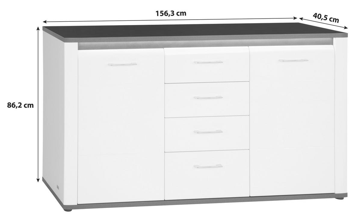 KOMODA ALASSIO ALSK09 - čierna/biela, Modern, kompozitné drevo/plast (156,3/86,2/40,5cm) - Luca Bessoni