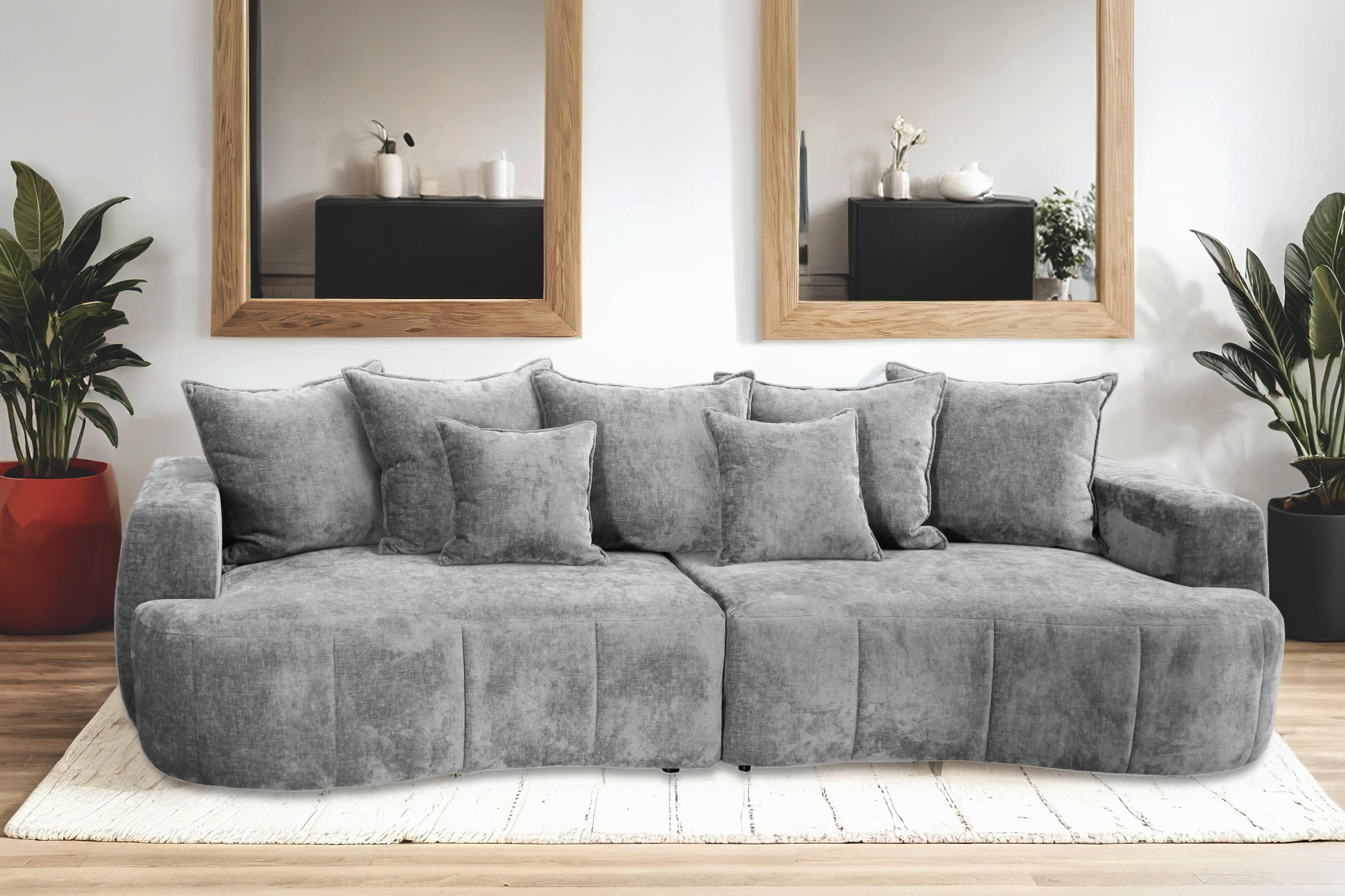 Boxspringsofa Berg - Schwarz/Grau, Trend, Textil (292/71-99/127cm) - Livetastic