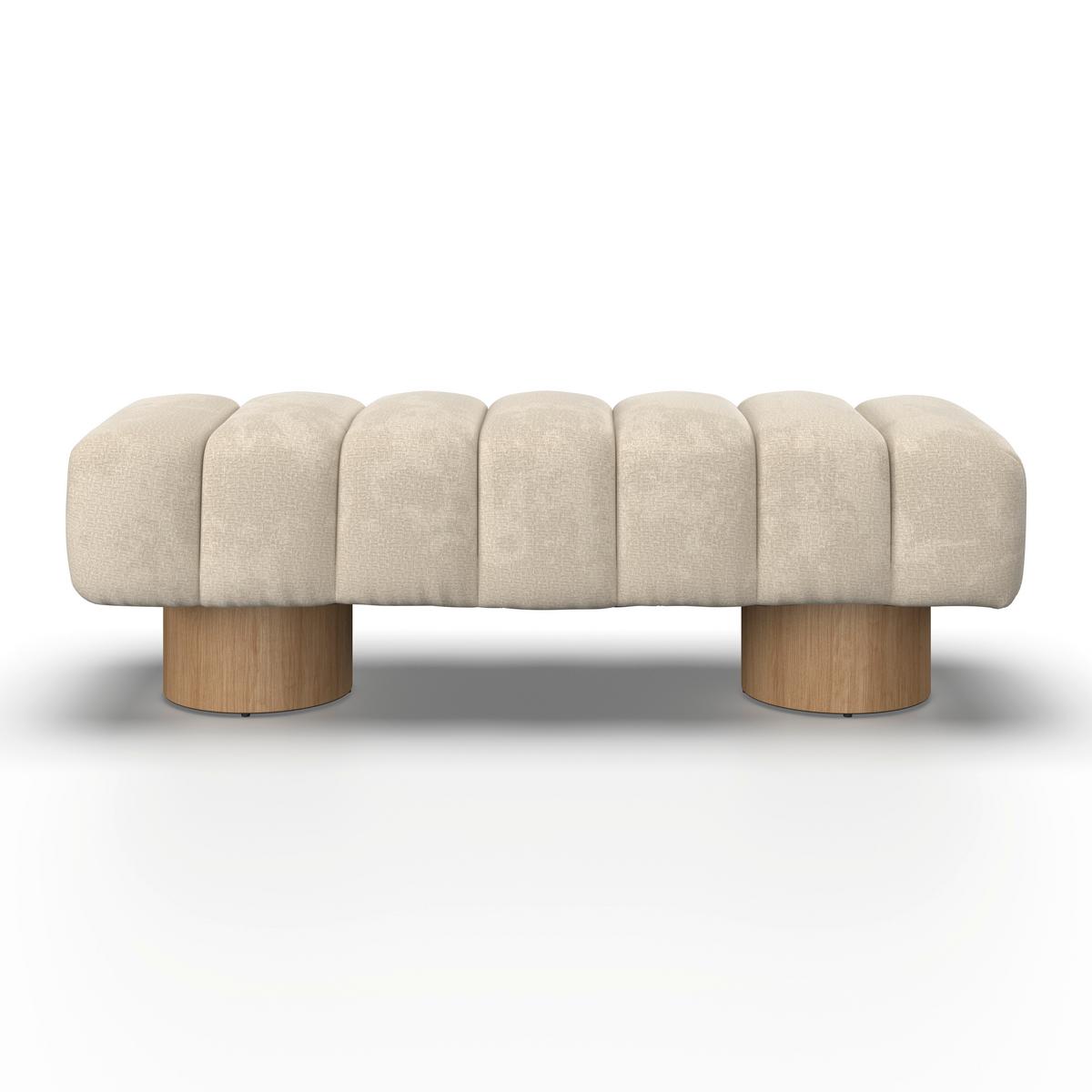Sedací lavice ALINA, krémová žinylka - krémová/přírodní barvy, Moderní, dřevo/kompozitní dřevo (140/45/45cm) - Bessagi Home