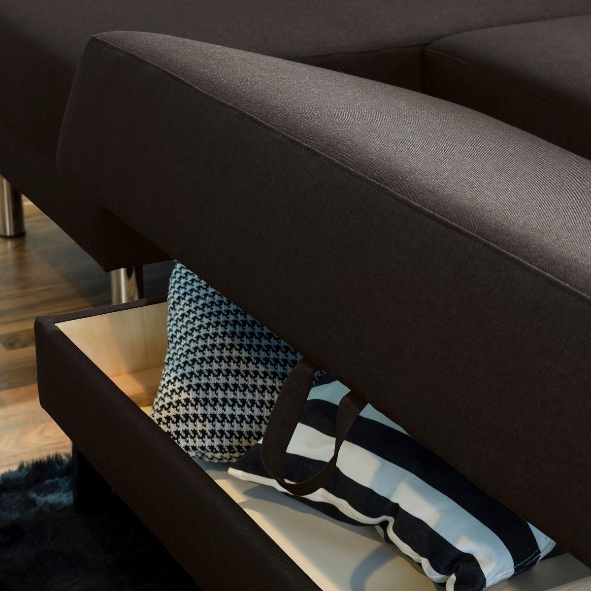 Ecksofa mit Schlaffunktion Just Fashion Dunkelbraun - Chromfarben/Dunkelbraun, KONVENTIONELL, Textil (152/230cm) - Max Winzer