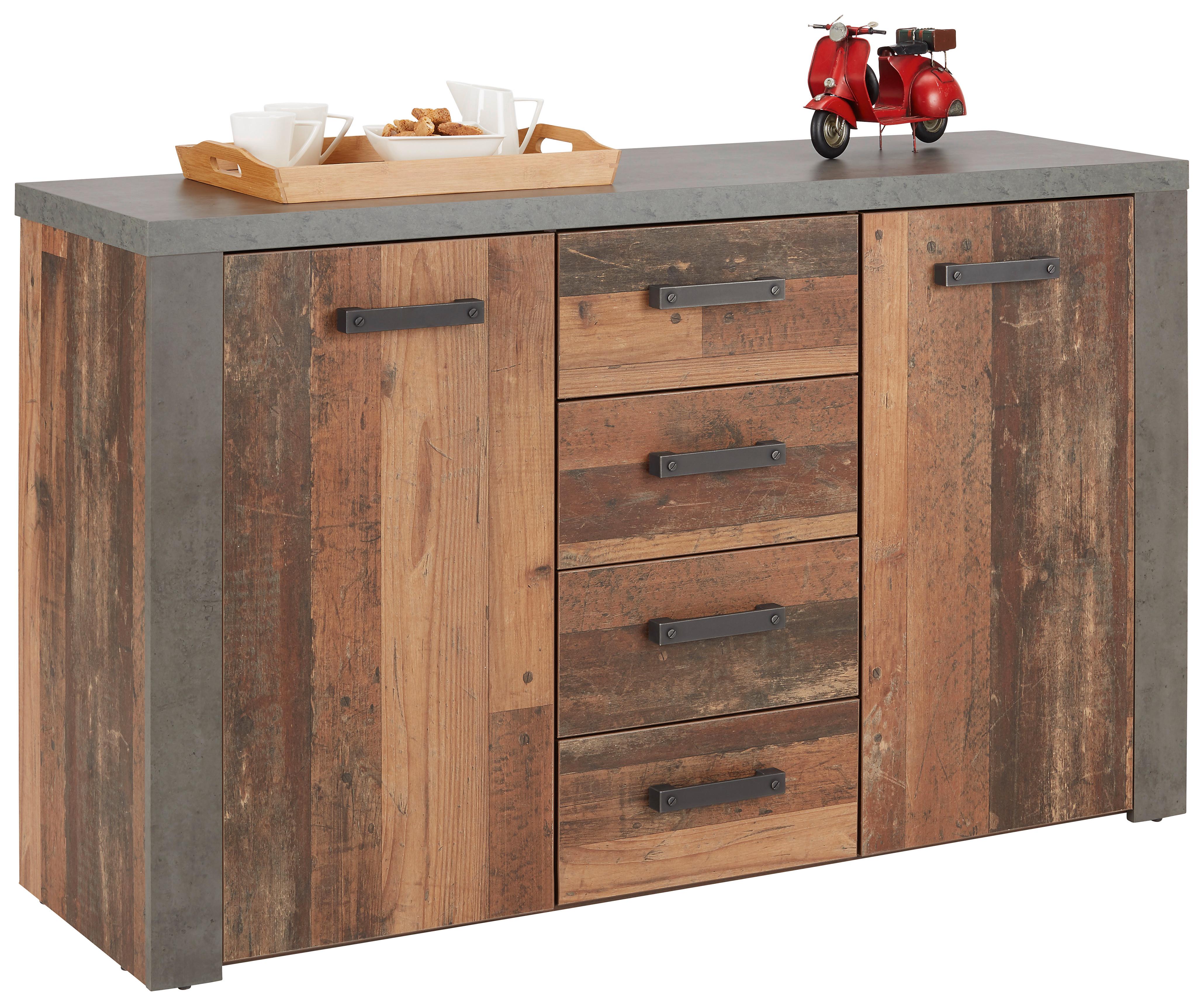 KOMODA CLIF - tmavě hnědá/černá, Konvenční, kov/kompozitní dřevo (136/83/41cm) - Mömax