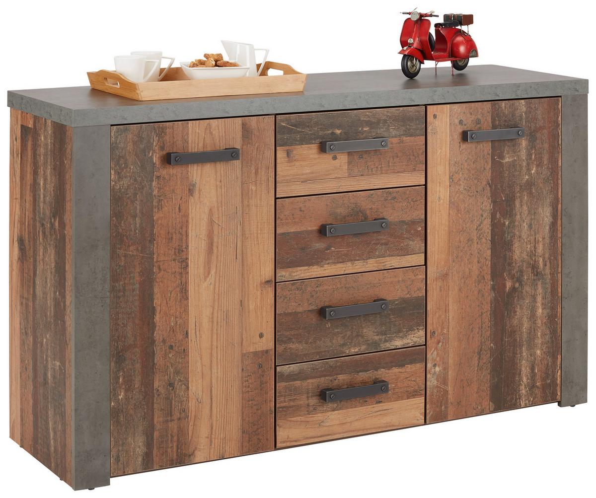 KOMODA CLIF - tmavě hnědá/černá, Konvenční, kov/kompozitní dřevo (136/83/41cm) - Mömax