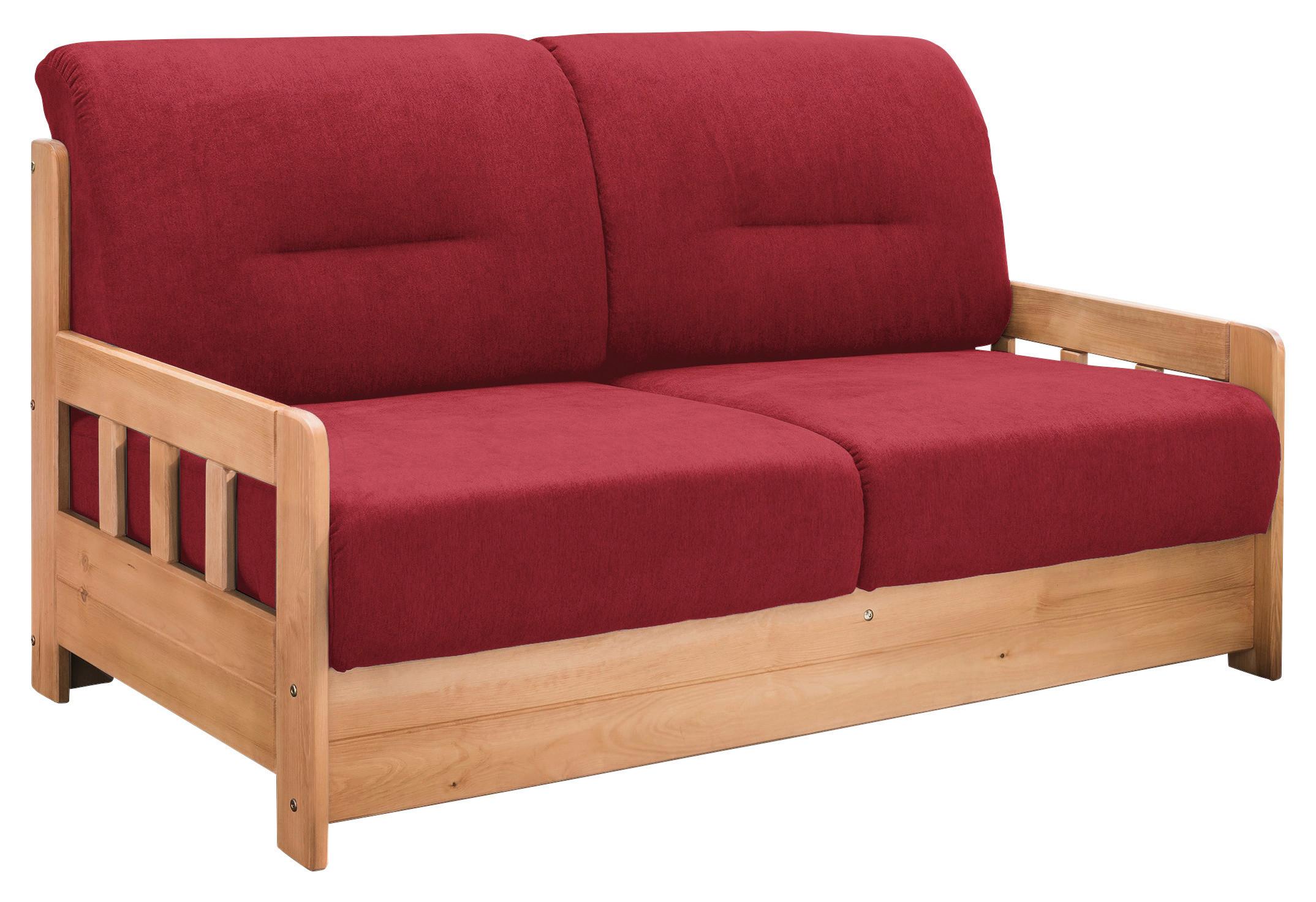 2-Sitzer-Sofa mit Schlaffunktion Camino B:154 cm - Rot/Honig, LIFESTYLE, Holz/Textil (154/88/90cm) - Livetastic