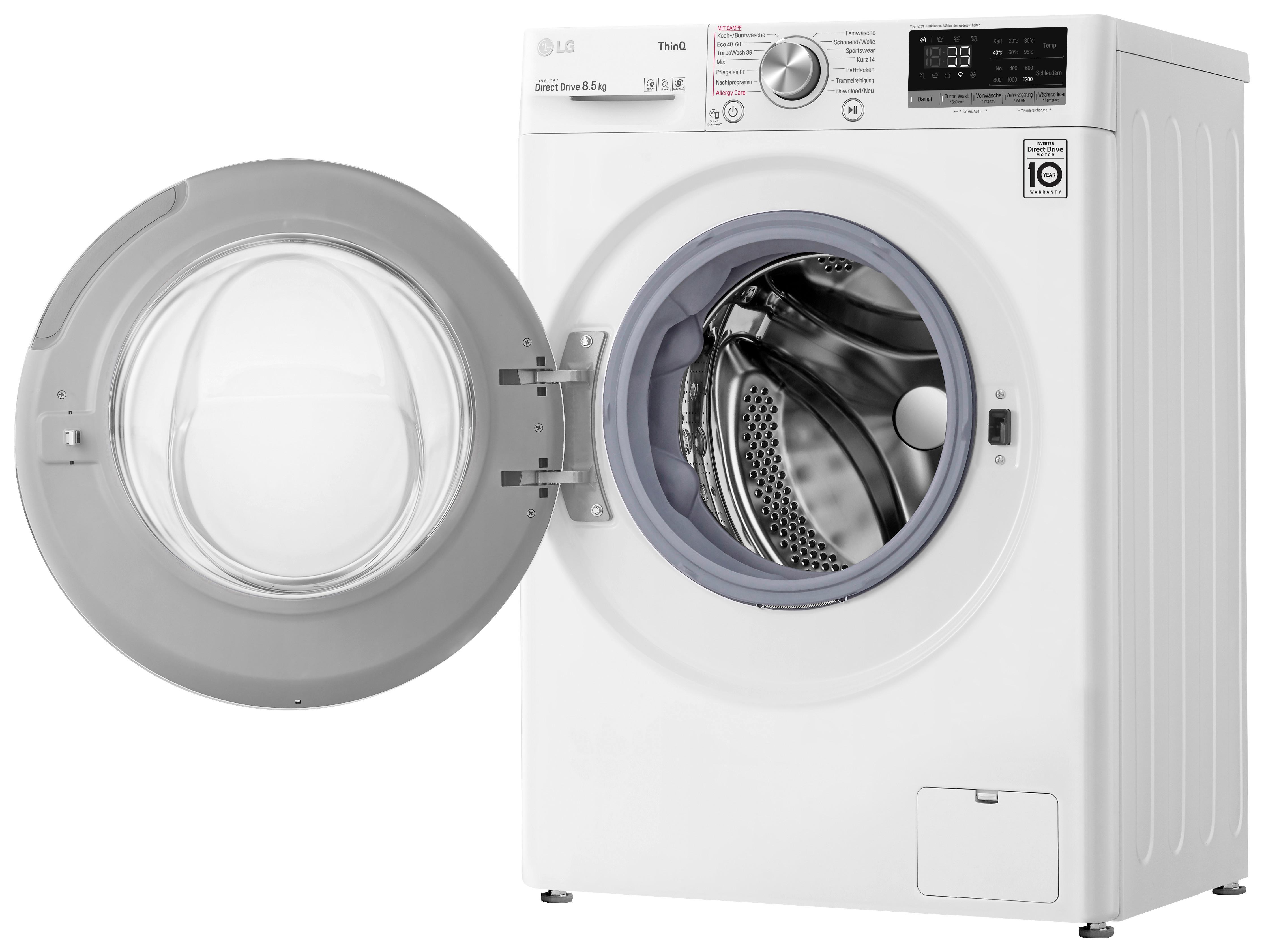 Waschmaschine LG F2 V7 Slim8e 8,5 Kg 1200 U/Min Auquastop - Weiß, Basics, Glas/Kunststoff (60/85/47,5cm) - LG