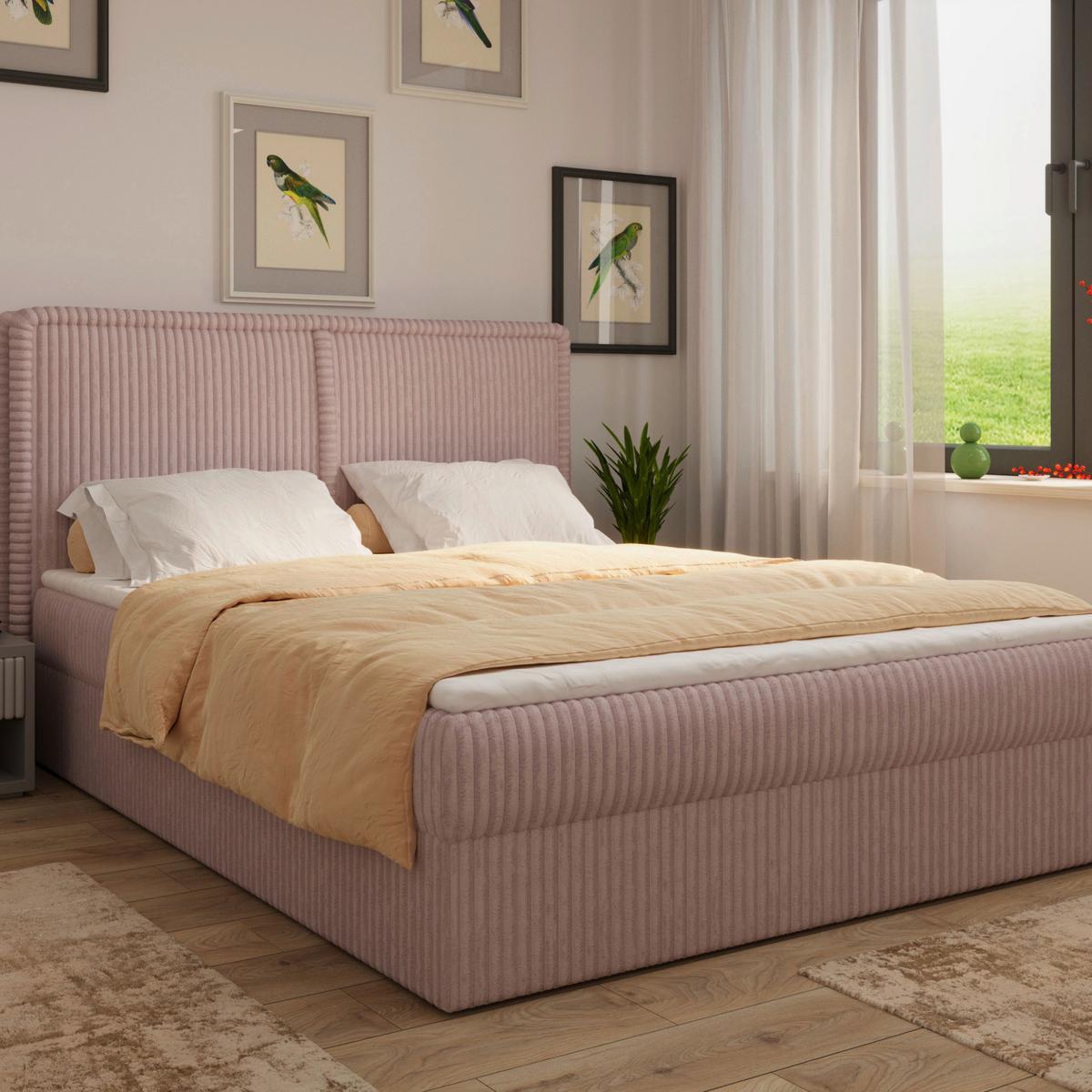 Boxbett Barcelona Lf: 180x200 Pink - Pink/Schwarz, MODERN, Holz/Kunststoff (180/200cm) - MID.YOU