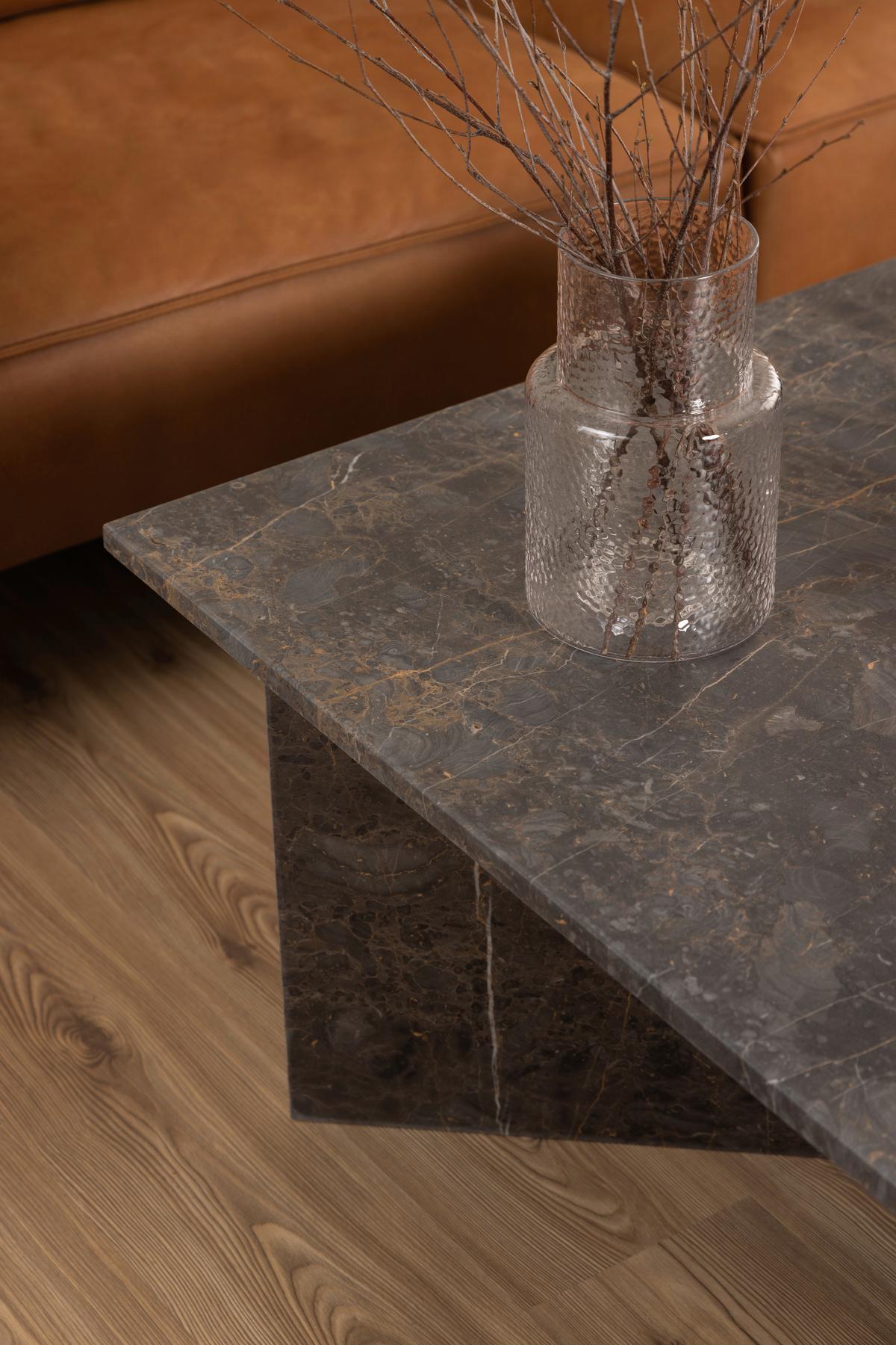 Couchtisch Vega - Schwarz/Braun, Design, Stein (90/90/42cm) - Livetastic