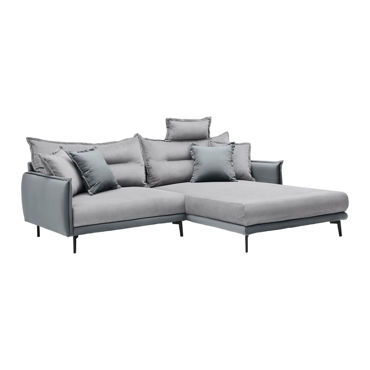 Rohová sedačka NUOVO, obojstranná, sivá - čierna/sivá, Modern, kov/textil (245/72-113/190cm) - Mömax