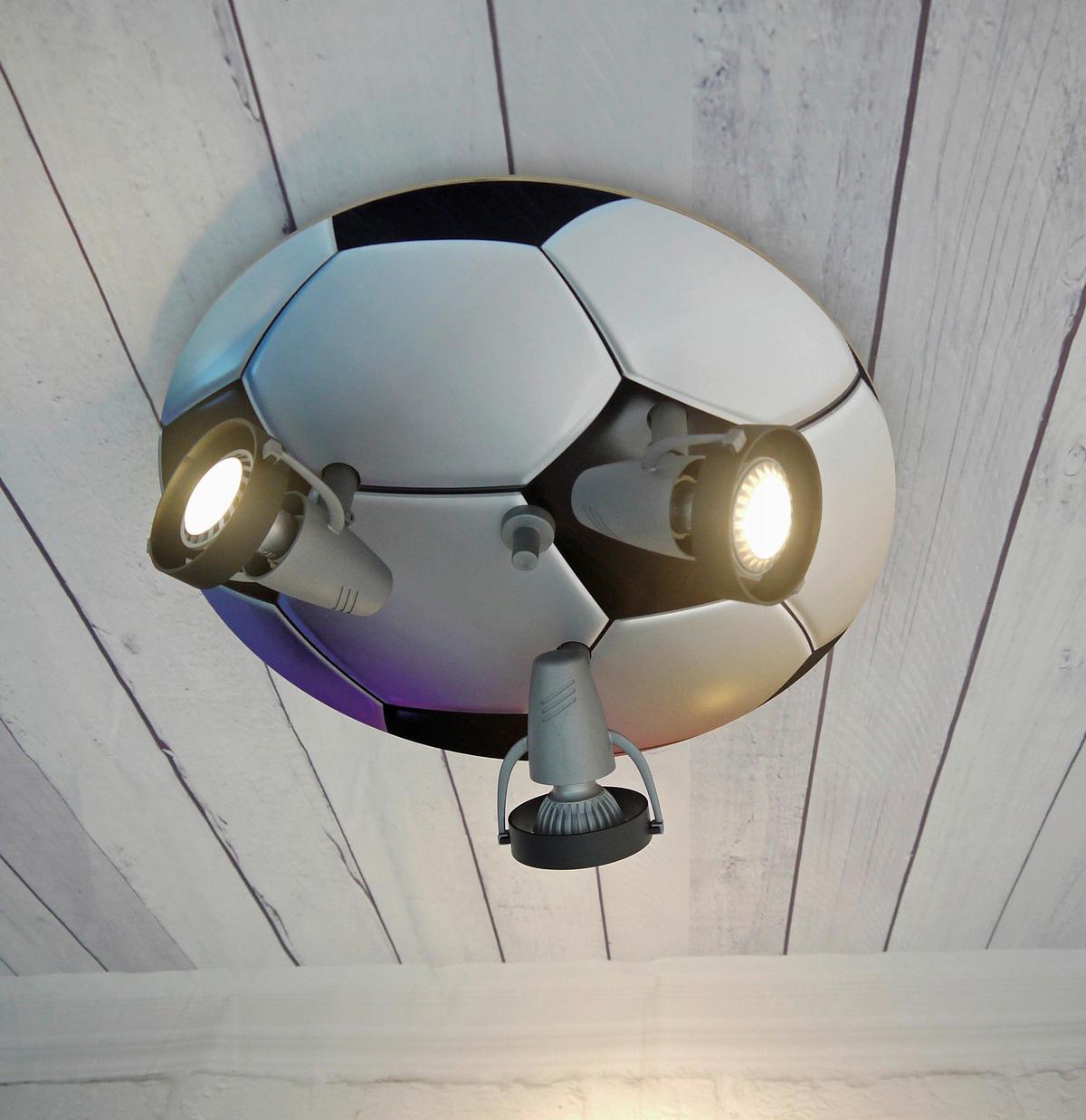 Deckenleuchte Fußball 3xgu10 Kinderzimmer Spots verstellbar - Schwarz/Weiß, Basics, Holz/Kunststoff (35cm) - Niermann