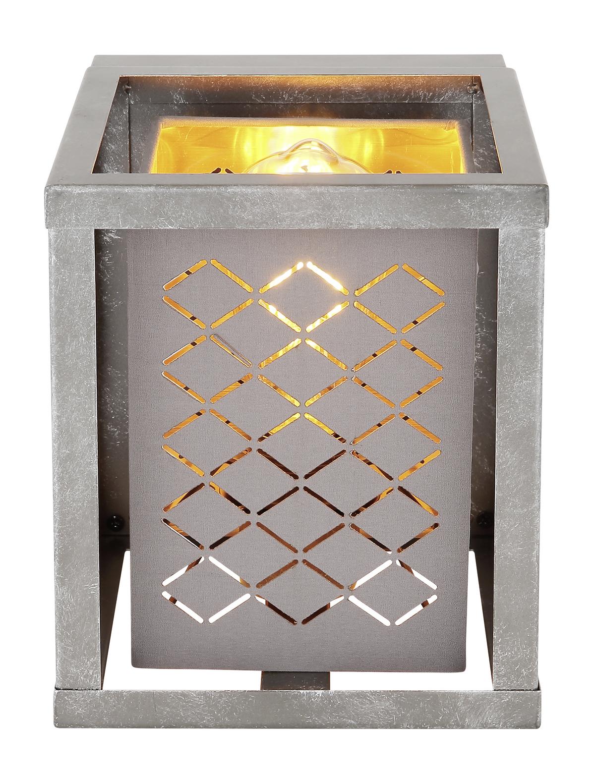 Wandleuchte 1-Flammig Grau/Silber-/Goldfarben - Silberfarben/Goldfarben, Design, Textil/Metall (17/17/20cm) - Globo