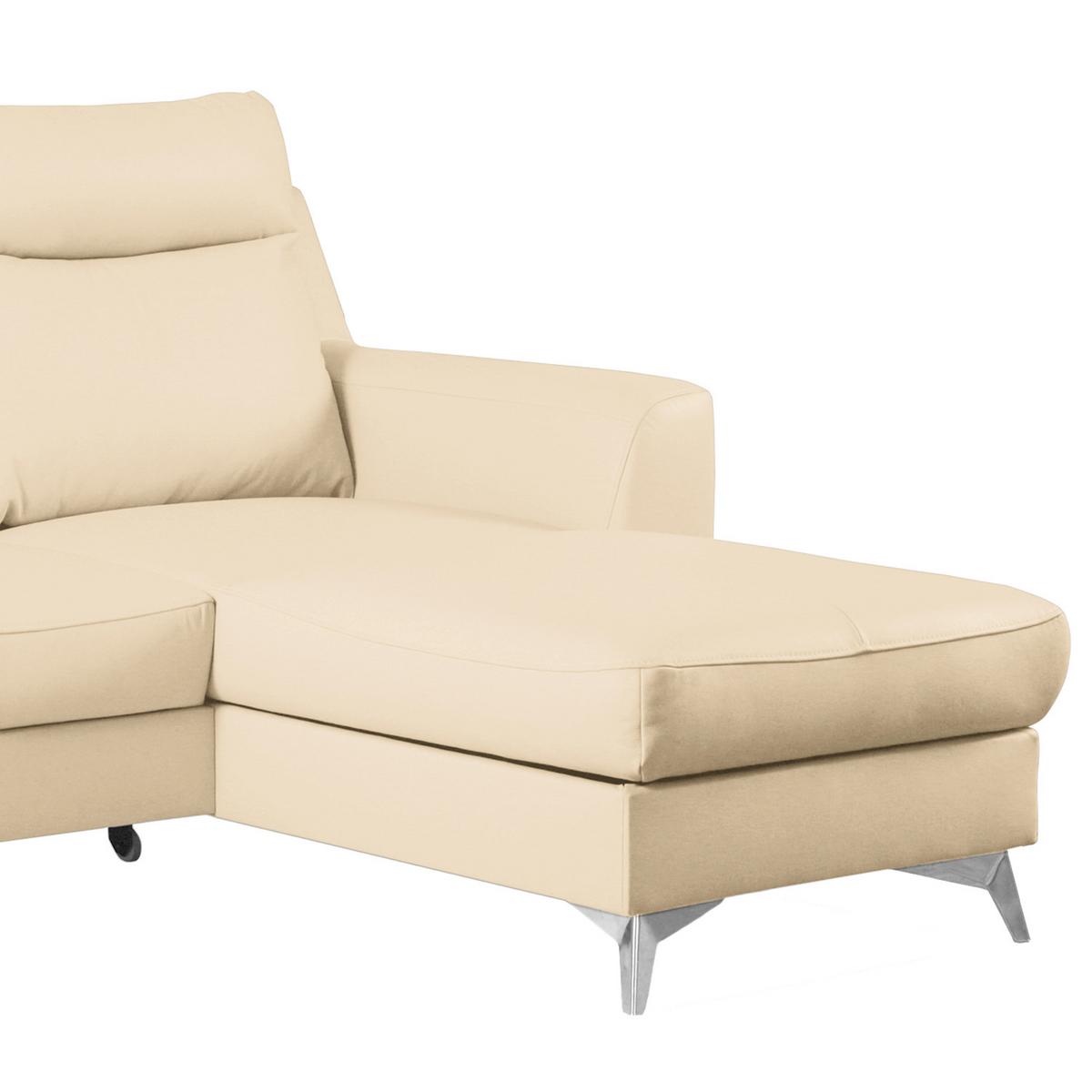 Ecksofa Gio Beige S: 168x236 Cm - Chromfarben/Beige, Design, Leder/Textil (168/236cm) - Livetastic