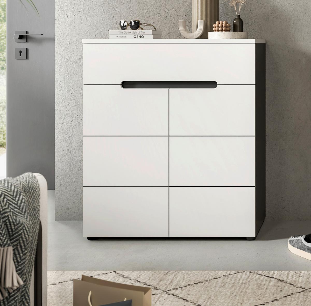 Cipősszekrény Canu - fehér/szürke, Design, faalapú anyag (80/94/37cm) - Livetastic