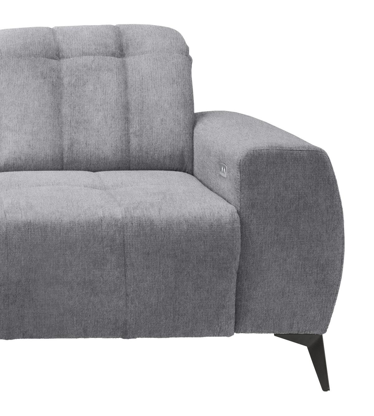 Ecksofa Mit Usb Anschluss Sano, Hellgrau, S: 200x261 Cm - Hellgrau/Schwarz, MODERN, Textil (200/261cm) - Livetastic
