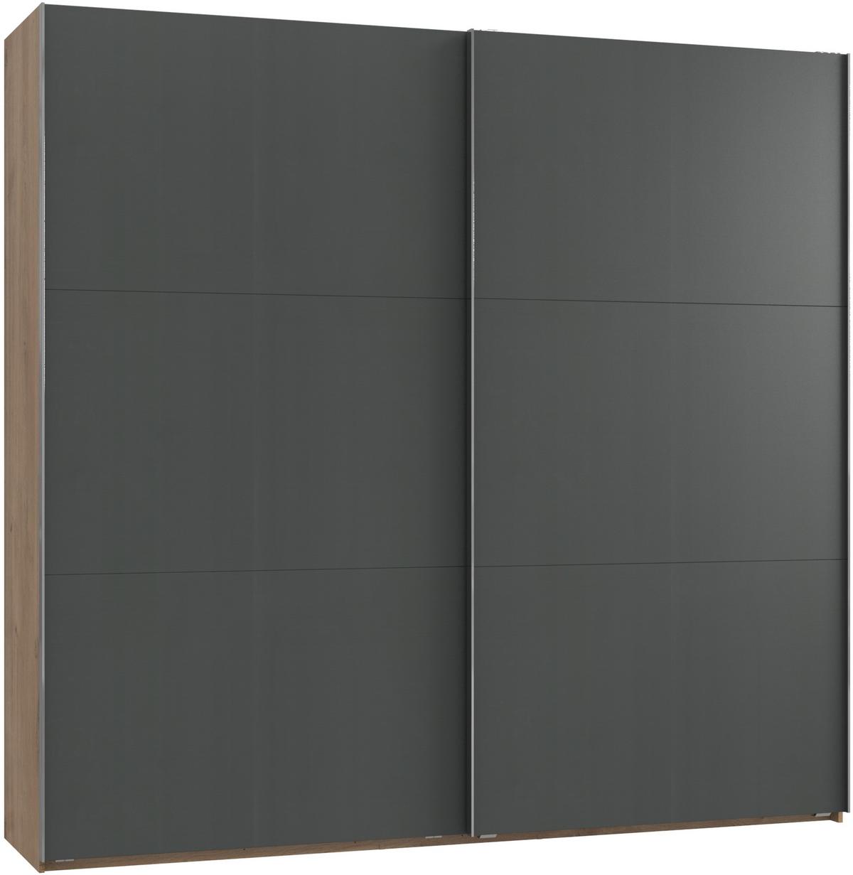 Schwebetürenschrank 250cm Level, Graphit/eiche Dekor - Eichefarben/Graphitfarben, MODERN, Holzwerkstoff (250/236/65cm) - MID.YOU