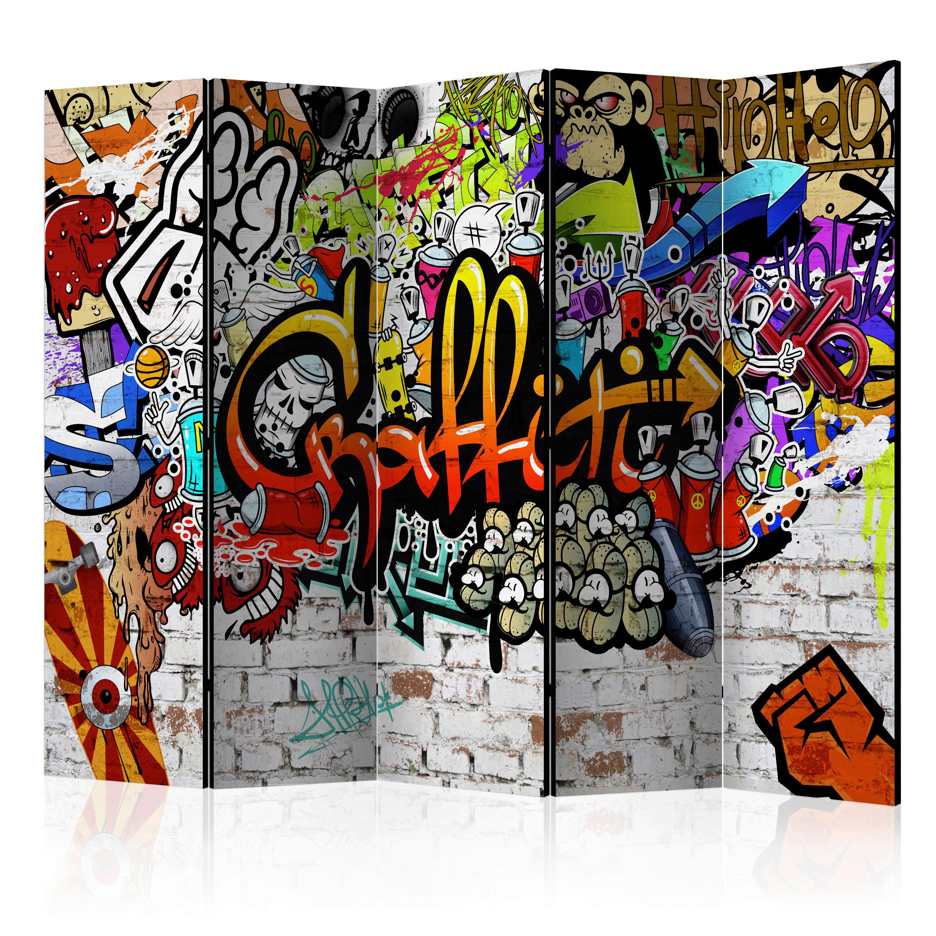 Paravent Multicolor B: 225 cm - Multicolor, Basics, Holz/Textil (225/172/3cm) - artgeist
