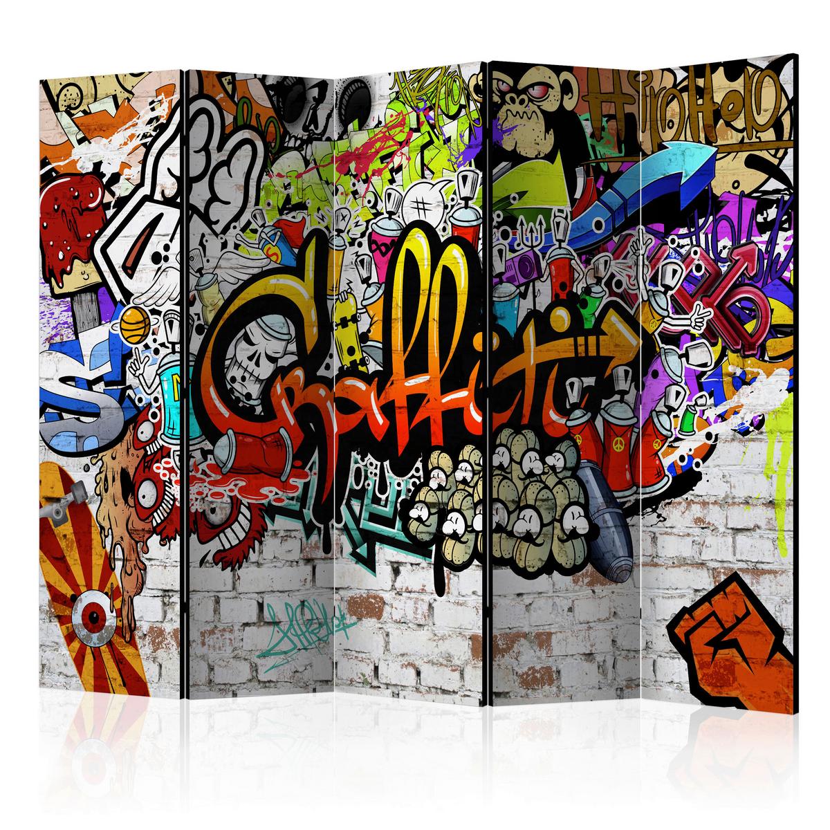 Paravent Multicolor B: 225 Cm - Multicolor, Basics, Holz/Textil (225/172/3cm) - artgeist