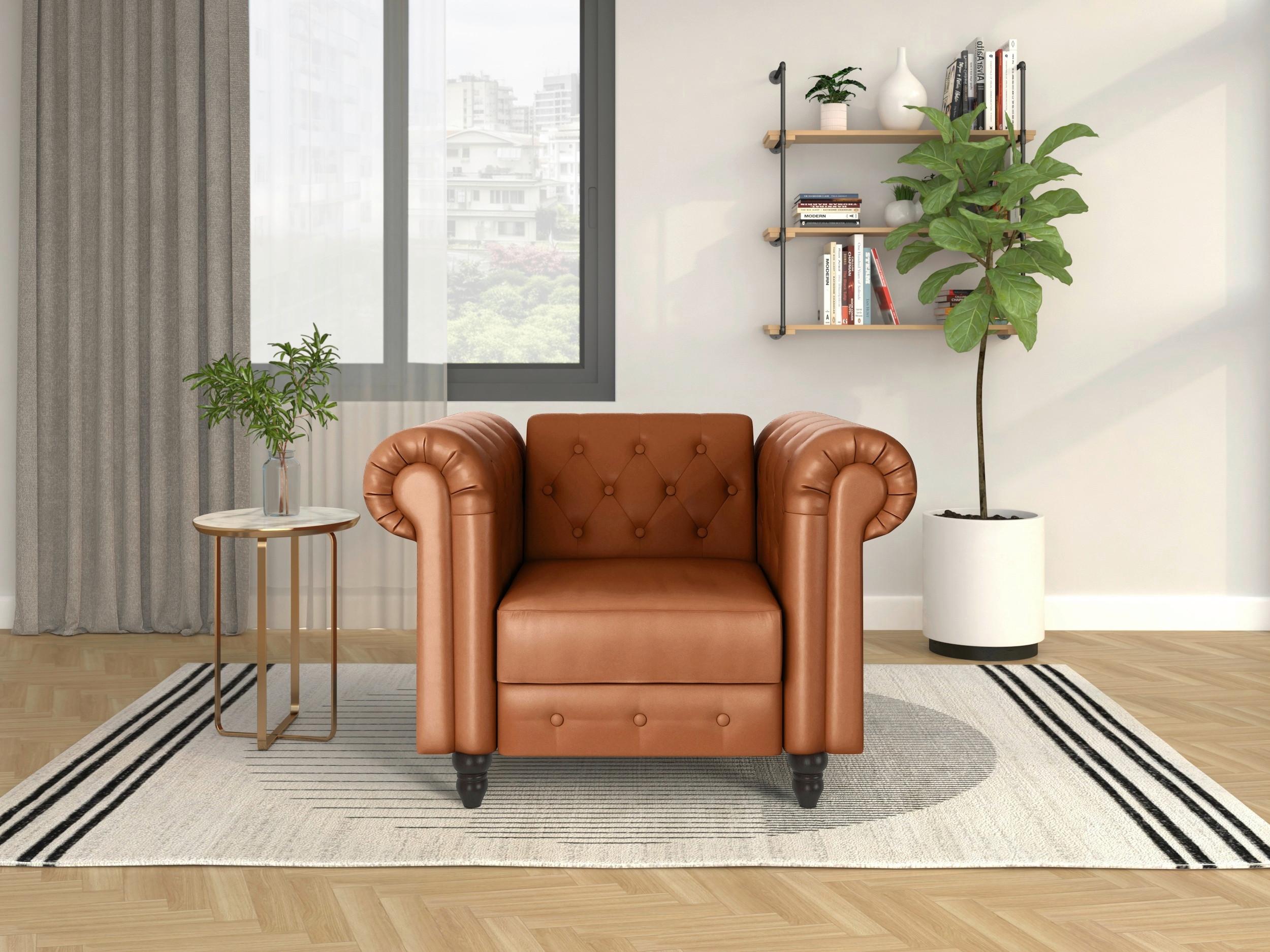 Sessel Firenze Cognac, Relaxfunktion - Cognac/Schwarz, Basics, Textil (111/83/87cm) - Livetastic