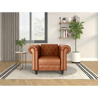 Sessel Firenze Cognac, Relaxfunktion - Cognac/Schwarz, Basics, Textil (111/83/87cm) - Livetastic