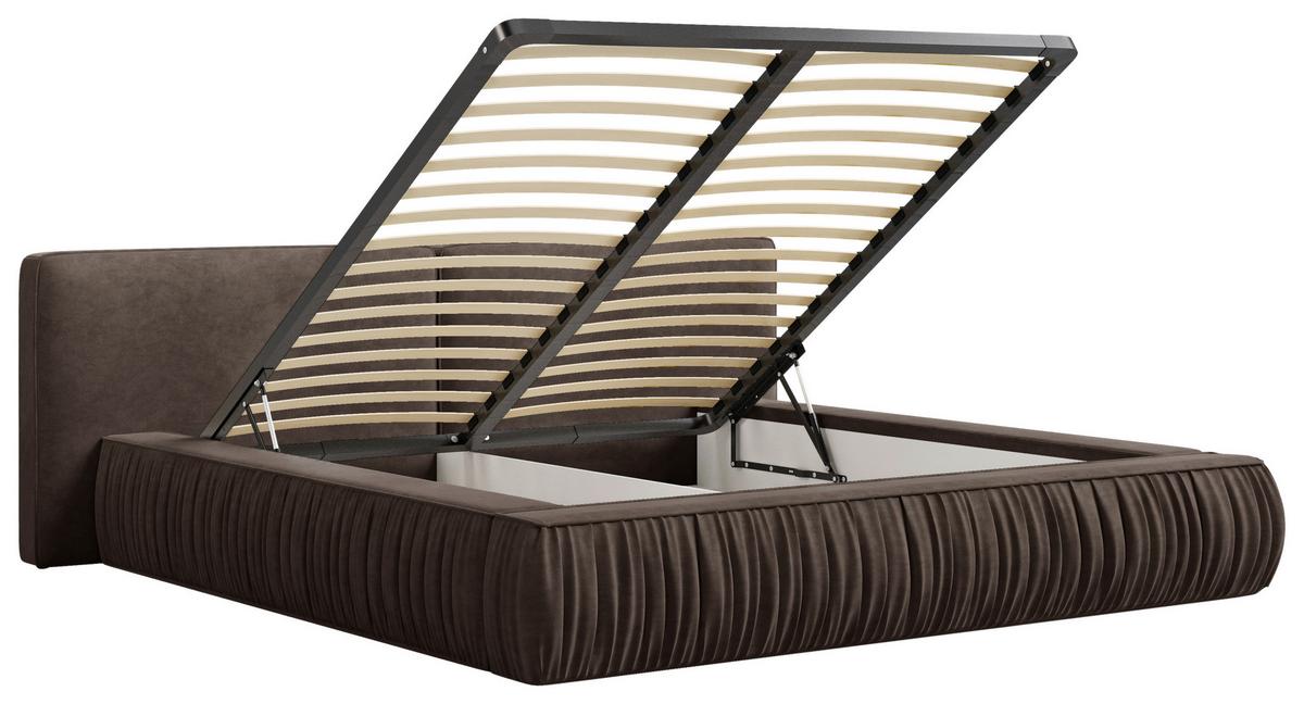 Polsterbett Vanessa mit Bettkasten 160x200 - Schwarz/Braun, MODERN, Holz/Metall (160/200cm) - Livetastic