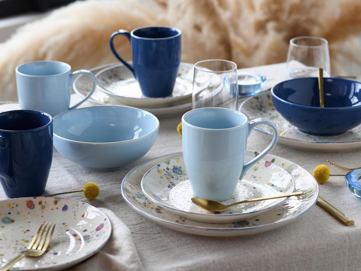 Kombiservice Candy, Blau, 16-Teilig - Blau/Pastellblau, Basics, Keramik - Creatable