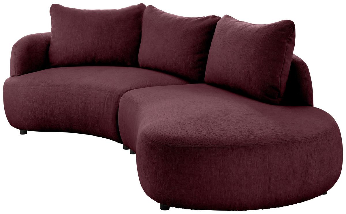 Ecksofa Doppo, Bordeaux S: 139x250 cm - Bordeaux/Schwarz, MODERN, Textil (139/250cm) - Livetastic