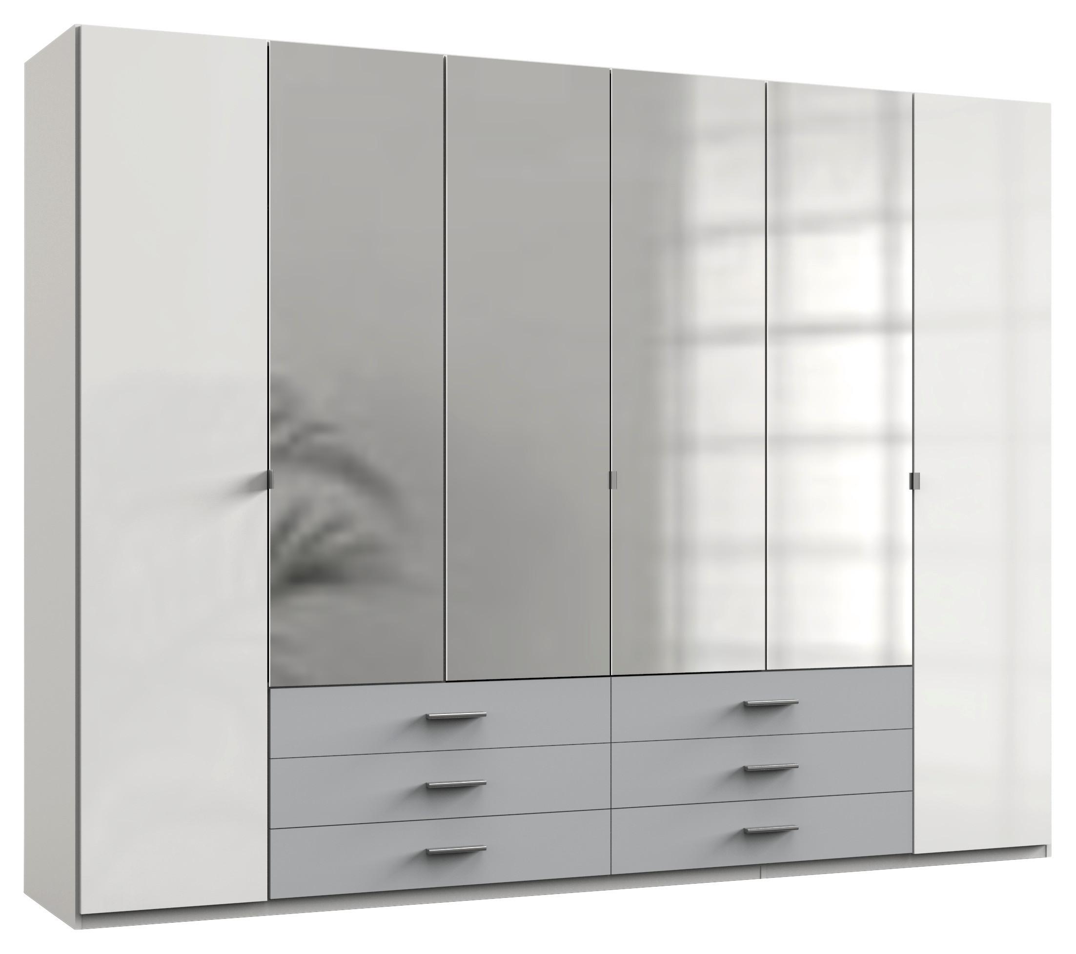 Skříň S Otočnými Dveřmi Sumatra Bílá Se Zrcadly - bílá/světle šedá, Konvenční, kompozitní dřevo/plast (270/210/58cm) - Livetastic