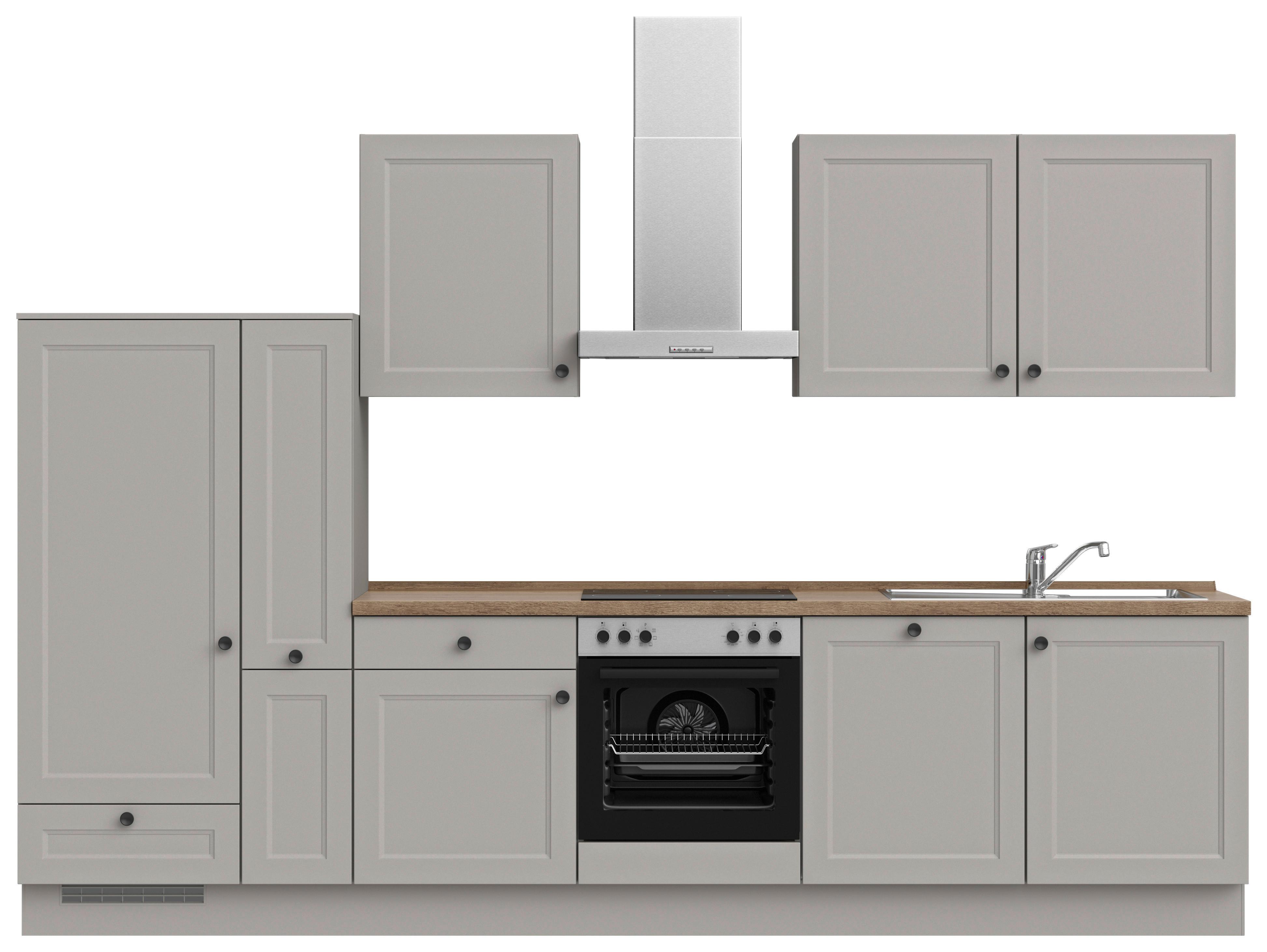 Kuchyňská linka 330 cm, kamenná sivá - šedá/černá, Moderní, kov/kompozitní dřevo (330cm) - Nobilia