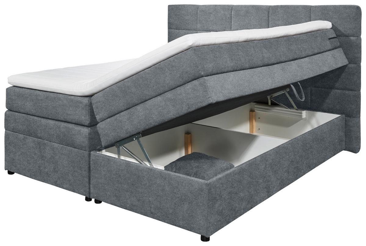 Boxspringbett Mit Topper & Bettkasten 180x200 Tacoma 3 - Anthrazit, KONVENTIONELL, Kunststoff/Textil (180/200cm) - MID.YOU