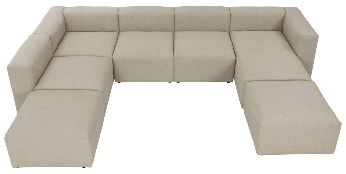 Wohnlandschaft Lena Creme Flachgewebe - Creme, Design, Textil (250/350/235cm) - Max Winzer