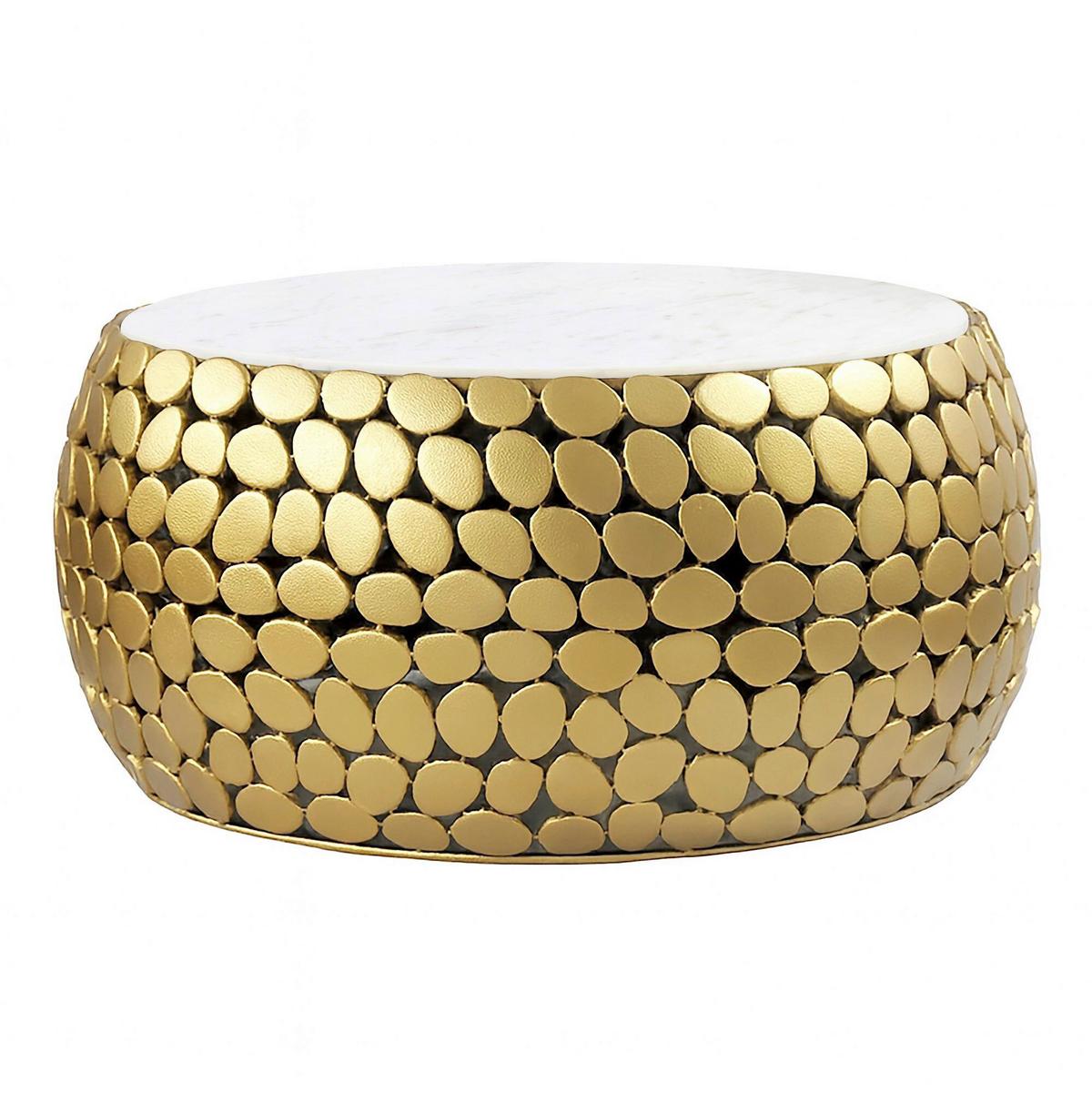 Couchtisch Goldfarben B: 66 cm - Goldfarben, Design, Stein/Metall (66/32/66cm) - Livetastic