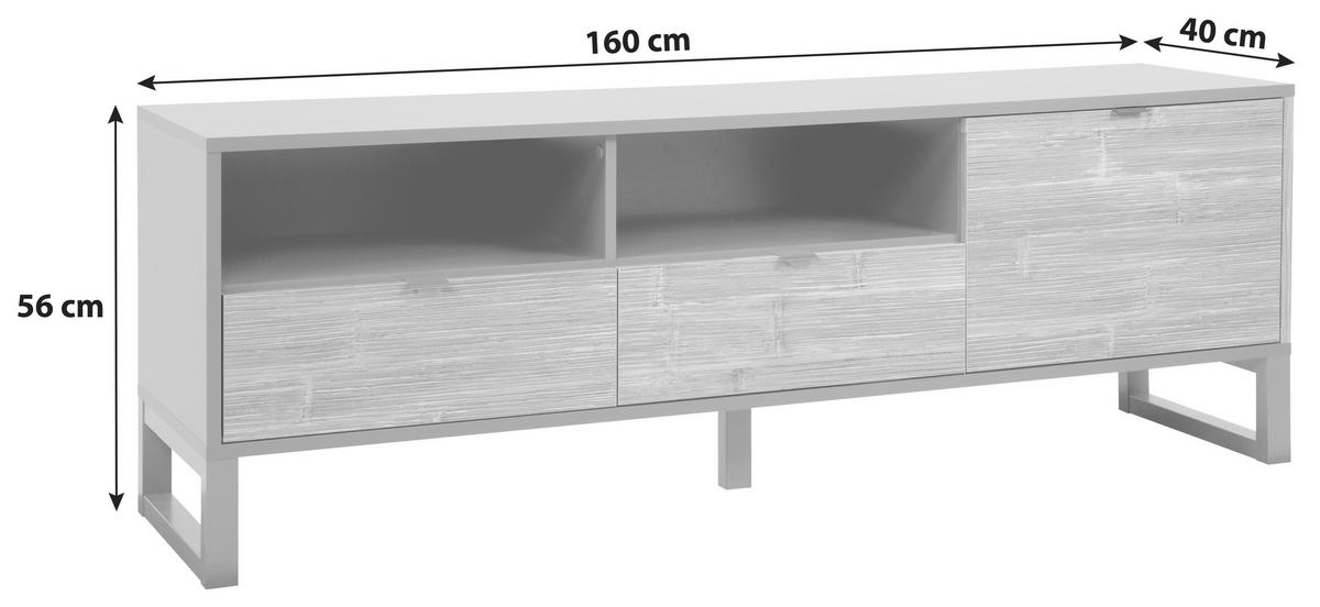 TV-Element Sumatra B: 160 cm Anthrazit/Bambus Dekor - Anthrazit, Design, Holzwerkstoff (160/56/40cm) - MID.YOU