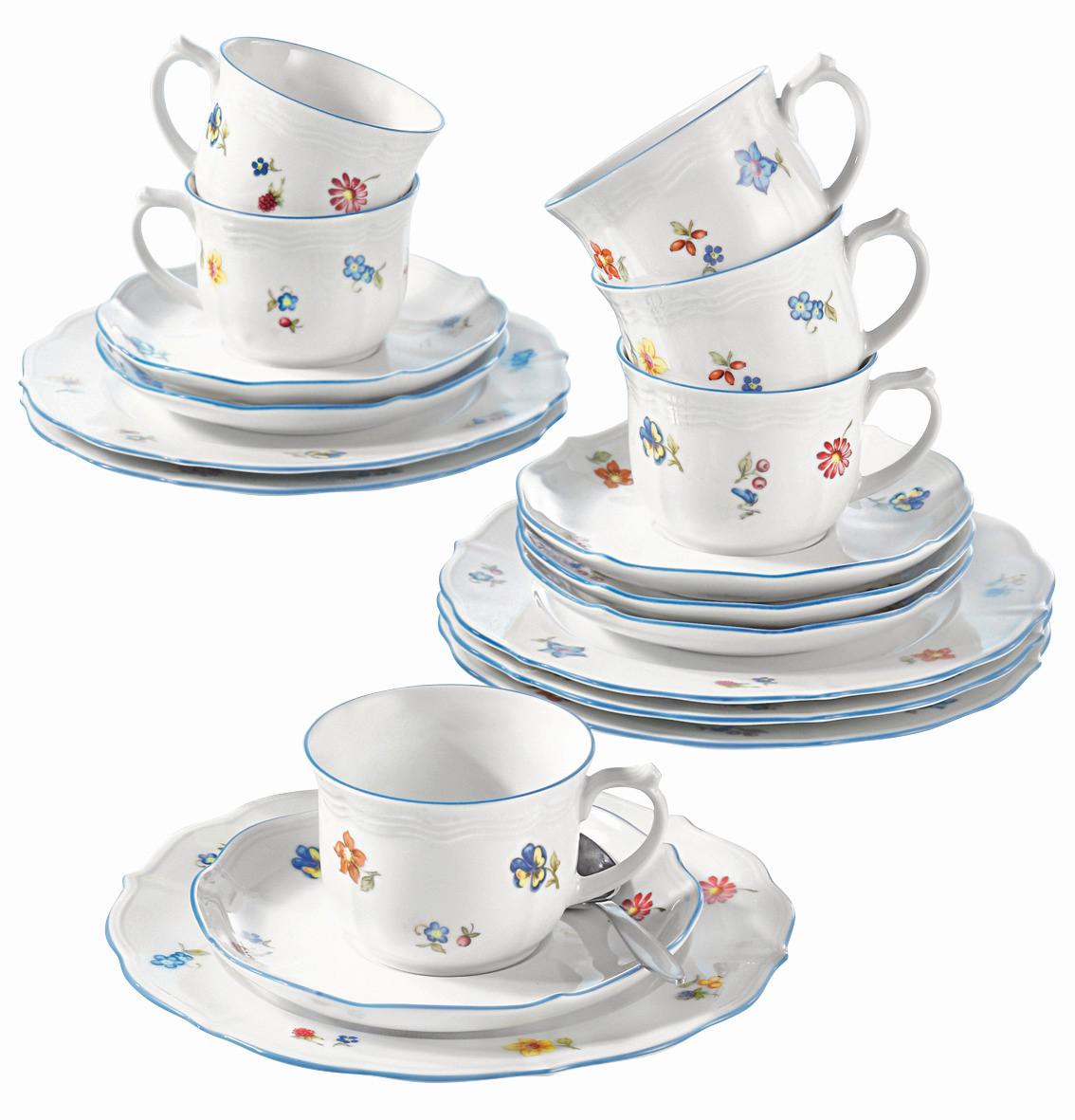 Kaffeeservice Sonate Porzellan Für 6 Personen, Geschirr Set - Blau/Multicolor, ROMANTIK / LANDHAUS, Keramik (30/15/15cm) - Seltmann Weiden