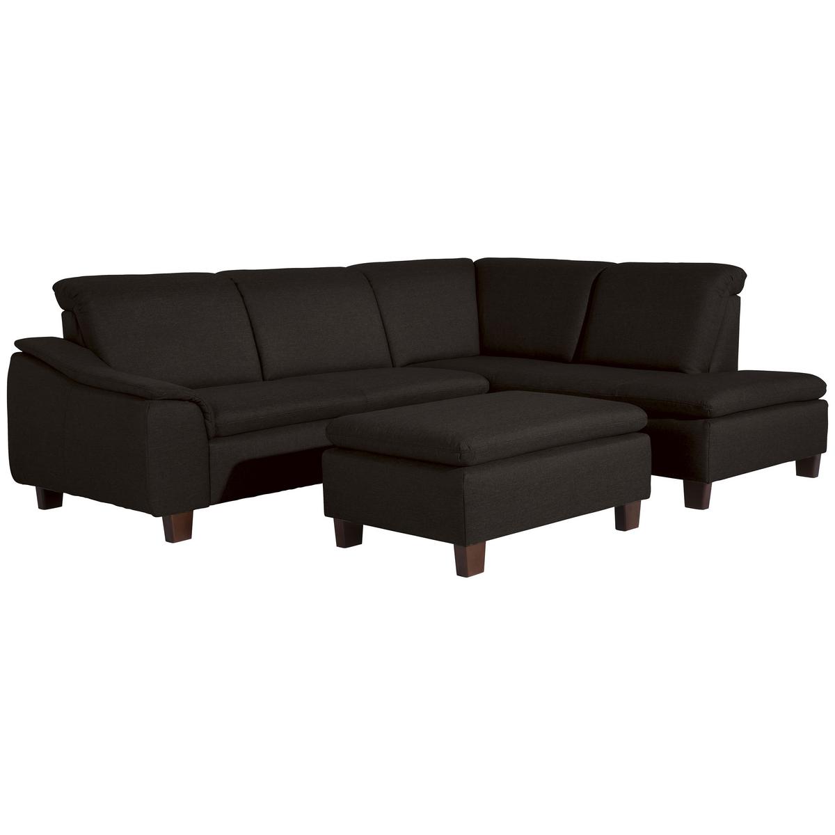Ecksofa Aaron Dunkelbraun Flachgewebe - Dunkelbraun/Nussbaumfarben, Design, Textil (247/187cm) - Max Winzer