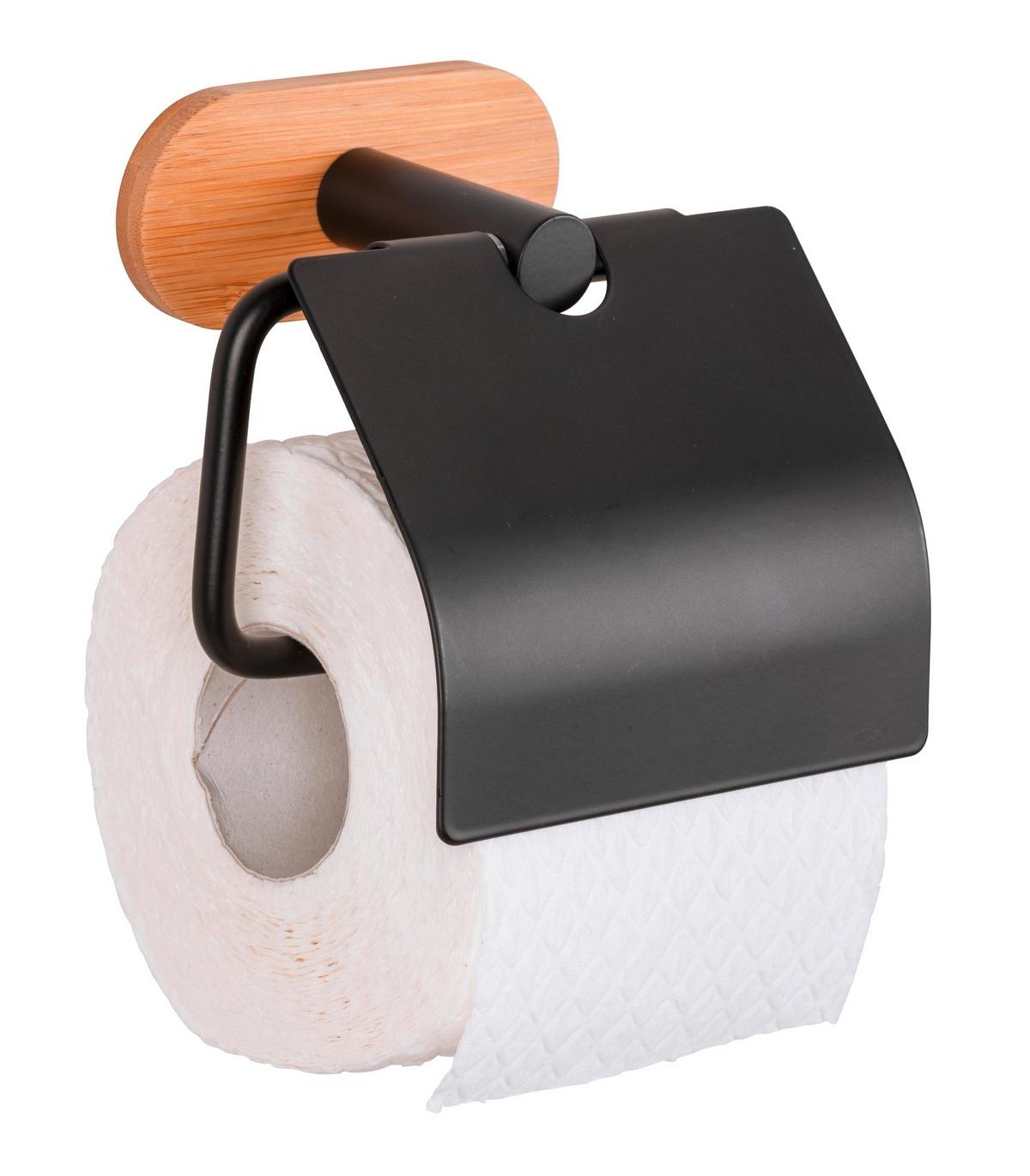 Držiak na toaletný papier OREA BAMBOO - SB - - čierna/prírodná farba, Modern, kov/drevo (13,5/12/7cm) - Mömax