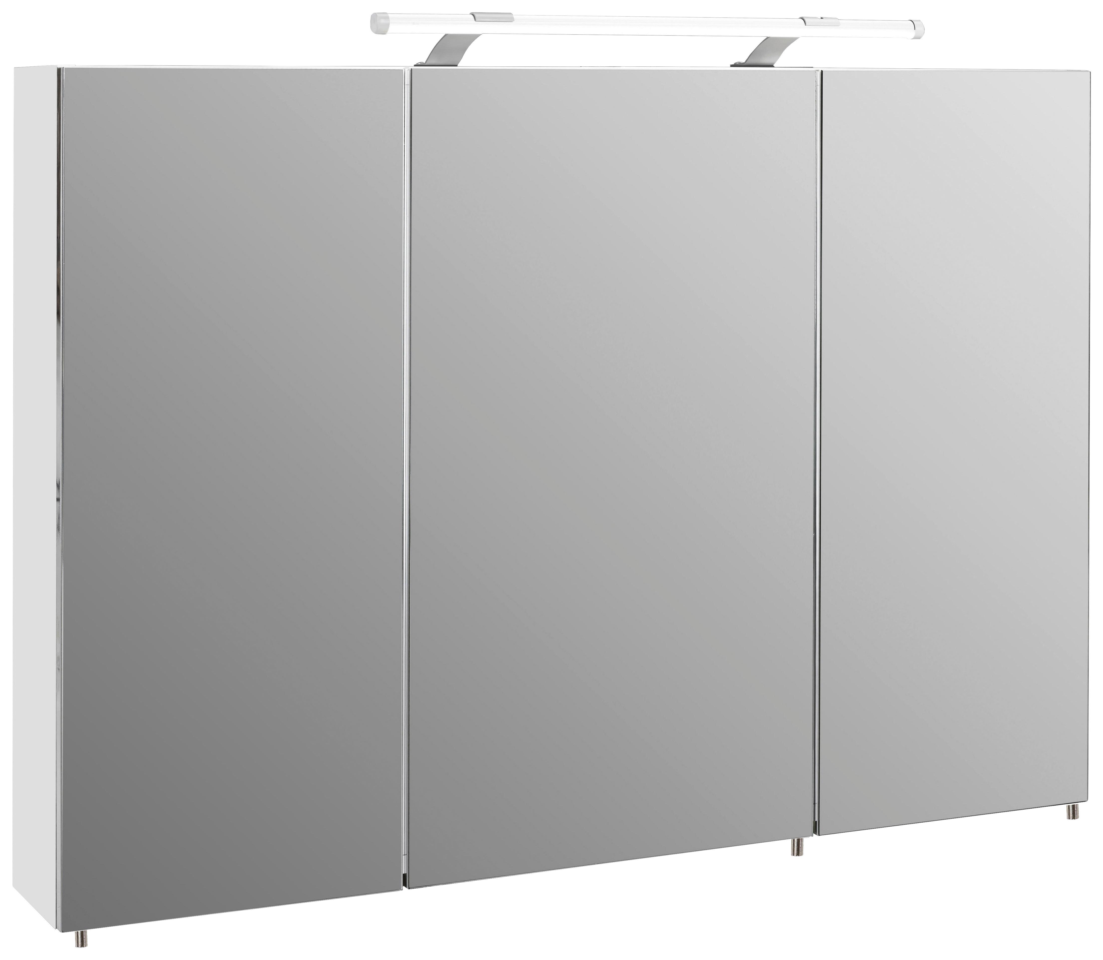 Spiegelschrank Dorina 1000 Mit Led 3-Türig B: 100 cm - Weiß Hochglanz/Weiß, MODERN, Glas/Holzwerkstoff (100/75,7/16cm) - MID.YOU