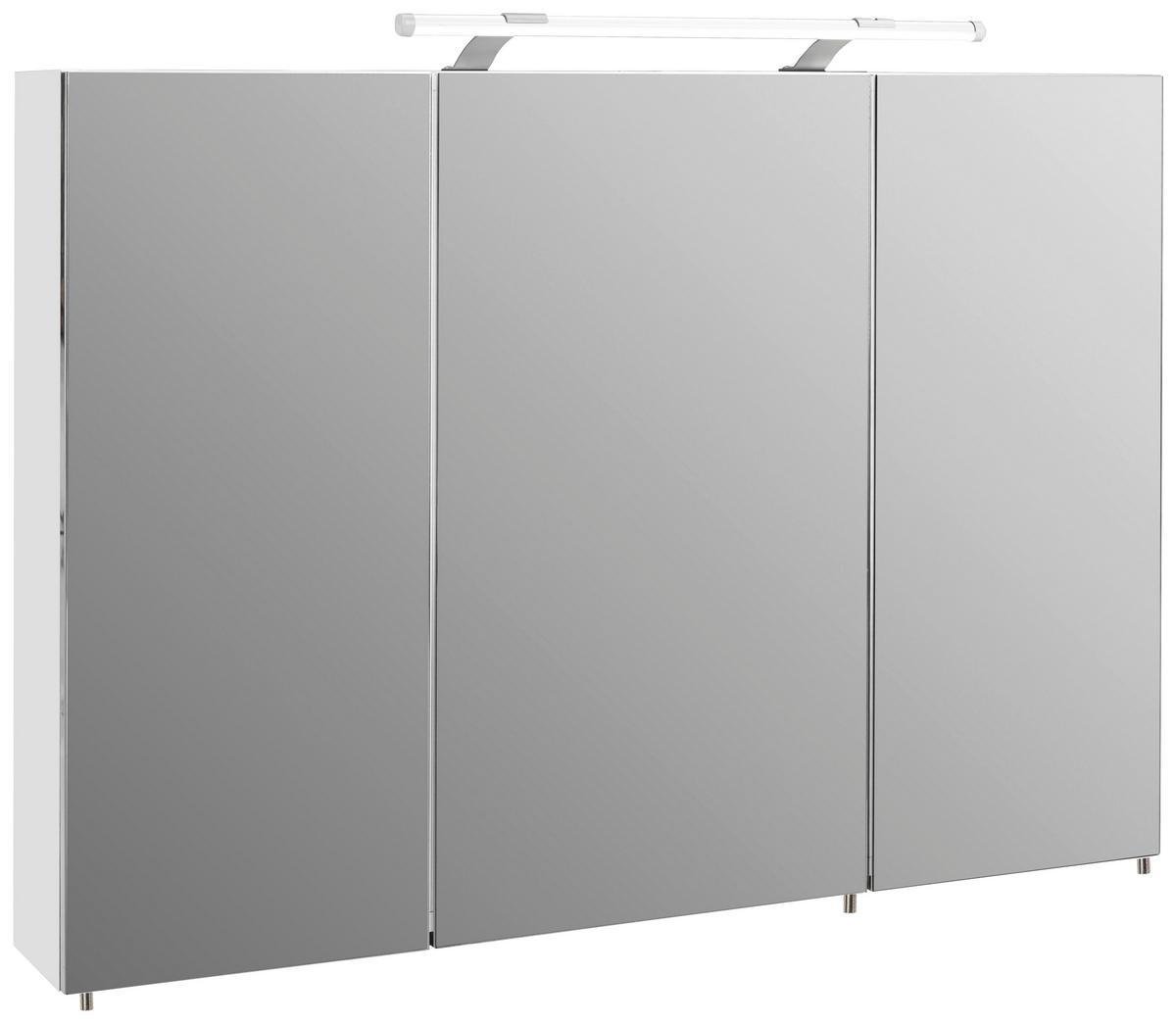 Spiegelschrank Dorina 1000 Mit Led 3-Türig B: 100 Cm - Weiß Hochglanz/Weiß, MODERN, Glas/Holzwerkstoff (100/75,7/16cm) - MID.YOU
