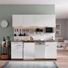 Küchenzeile Economy mit Geräten 195 cm Weiß/Eiche Dekor Modern - Eichefarben/Weiß, Basics, Holzwerkstoff (195cm) - Respekta
