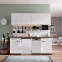 Küchenzeile Economy M. Geräten 195 Cm Weiß/eiche Dekor Modern - Eichefarben/Weiß, Basics, Holzwerkstoff (195cm) - Respekta