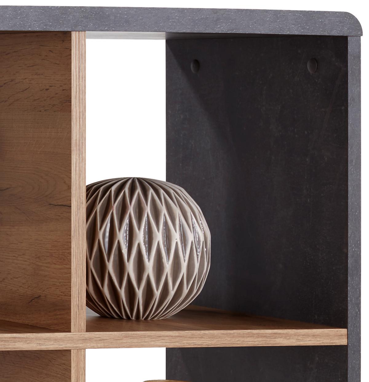 Polc Fontana - tölgyfa színű/sötétszürke, Modern, faalapú anyag (108,8/110,2/35cm)