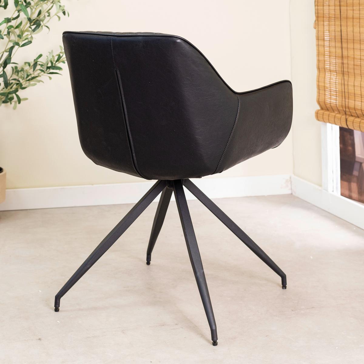 Armlehnstuhl-set Gabi Schwarz - Schwarz, KONVENTIONELL, Textil/Metall (62/82/61cm) - MID.YOU